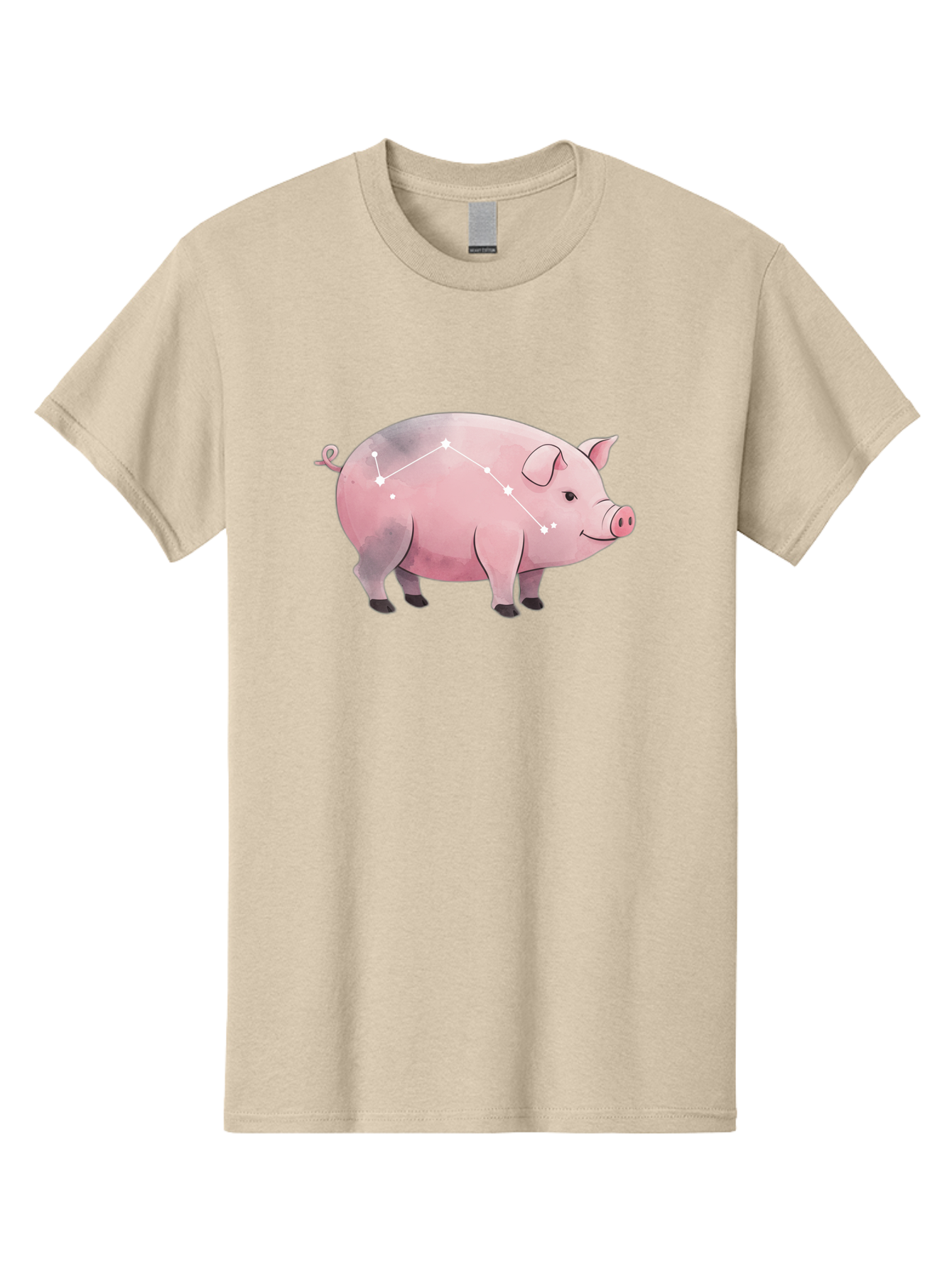 Cancer Men'S Graphic Tee, 100% Cotton, Comfortable Casual Summer Wear, Machine Washable, Cartoon Pig, Zodiac Sign, Astrology Symbol, Constellation Pattern, Cute Animal Illustration, Starry Design, Funny Pig Graphics Baa249 1