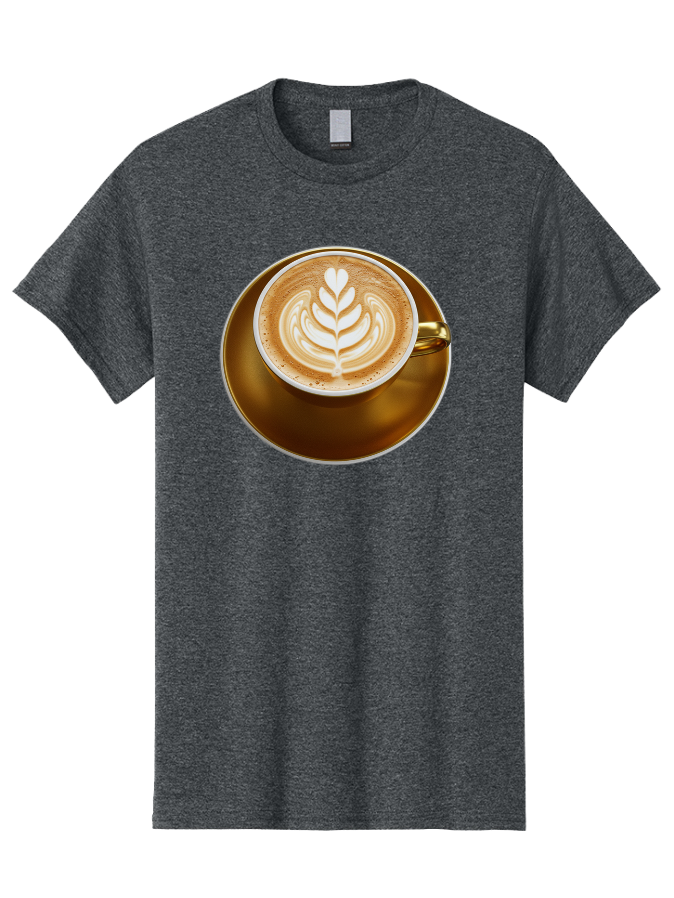 Cappuccino-Coffee Men'S Graphic Tee, 100% Cotton, Comfortable Casual Summer Wear, Machine Washable, Latte Art, Coffee Design, Leaf Pattern, Heart Shape, Coffee Cup, Saucer, Coffee Culture, Specialty Coffee, Espresso Art, Crema, Coffee Time Baa251 21
