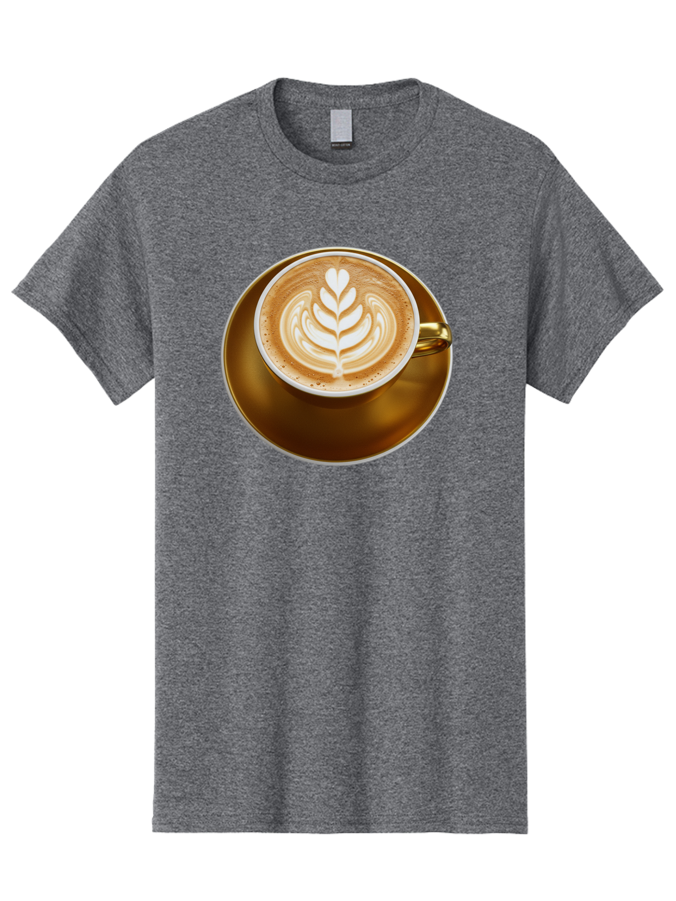 Cappuccino-Coffee Men'S Graphic Tee, 100% Cotton, Comfortable Casual Summer Wear, Machine Washable, Latte Art, Coffee Design, Leaf Pattern, Heart Shape, Coffee Cup, Saucer, Coffee Culture, Specialty Coffee, Espresso Art, Crema, Coffee Time Baa251 11