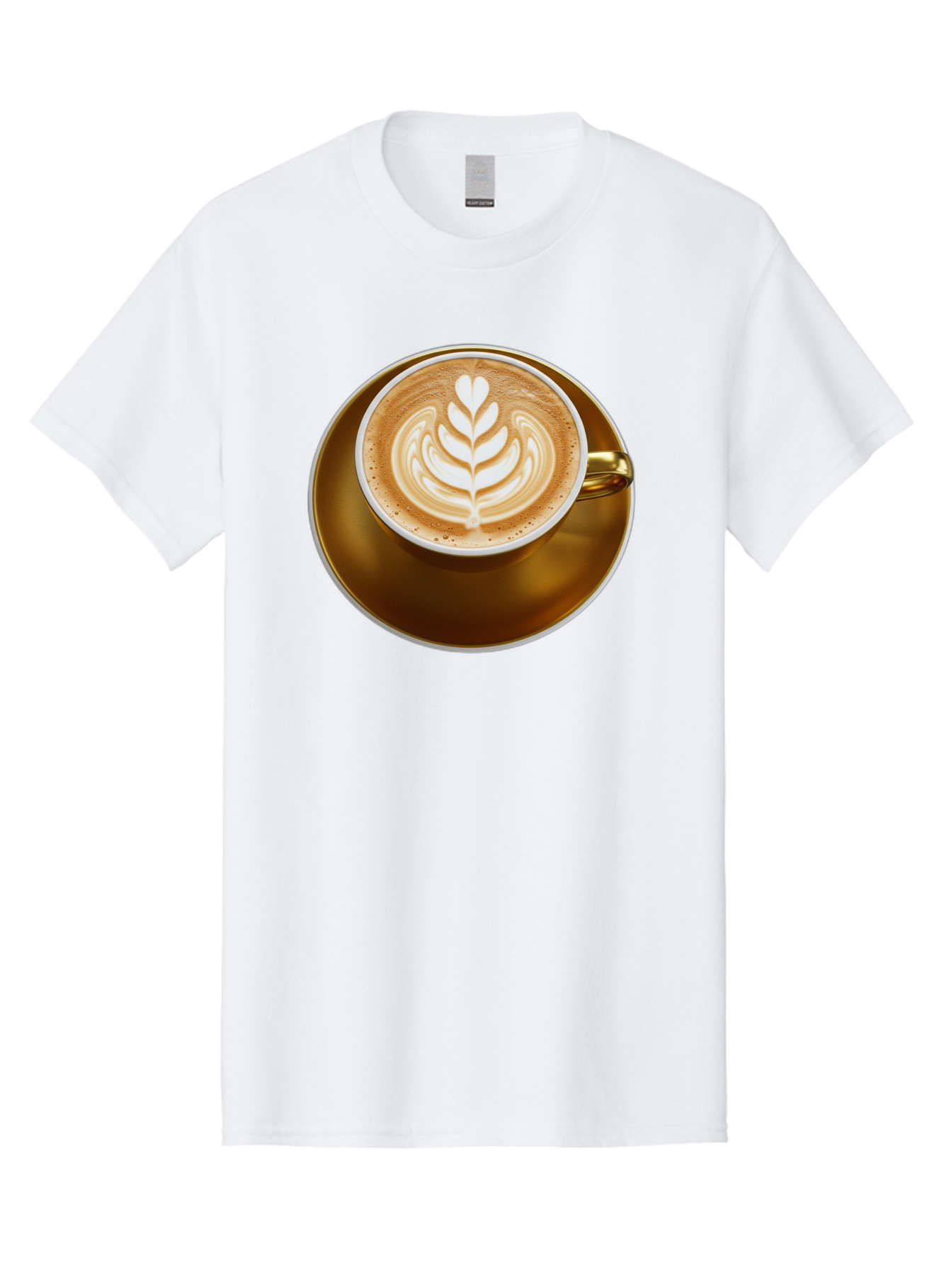 Cappuccino-Coffee Men'S Graphic Tee, 100% Cotton, Comfortable Casual Summer Wear, Machine Washable, Latte Art, Coffee Design, Leaf Pattern, Heart Shape, Coffee Cup, Saucer, Coffee Culture, Specialty Coffee, Espresso Art, Crema, Coffee Time Baa251 23