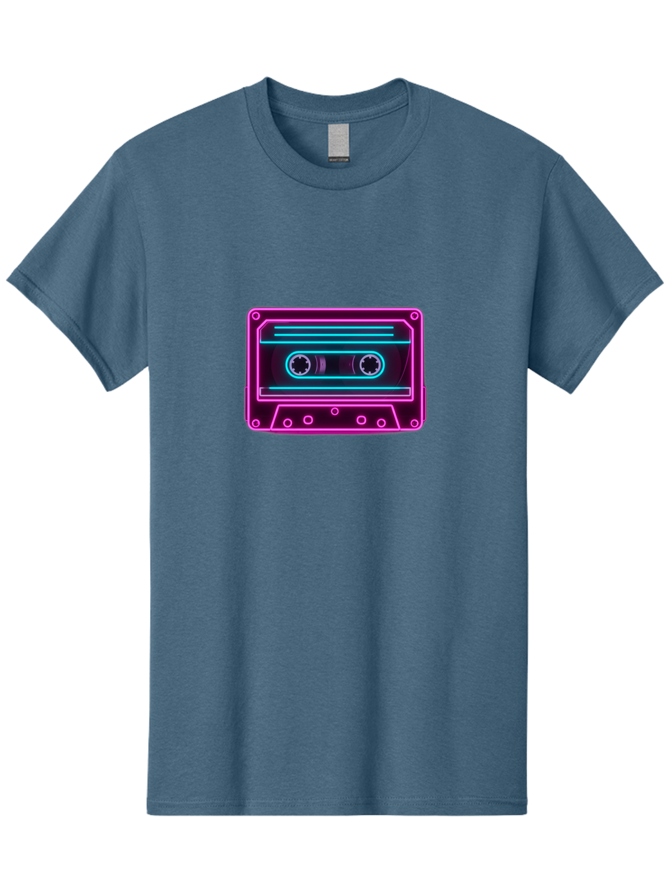 Cassette-Tape-2 Men'S Graphic Tee, 100% Cotton, Comfortable Casual Summer Wear, Machine Washable, Retro Cassette Tape, Neon Lights, Colorful, Nostalgic Music, 80S And 90S Vibe, Music Technology, Audio Nostalgia, Vintage Electronics, Baa260 21