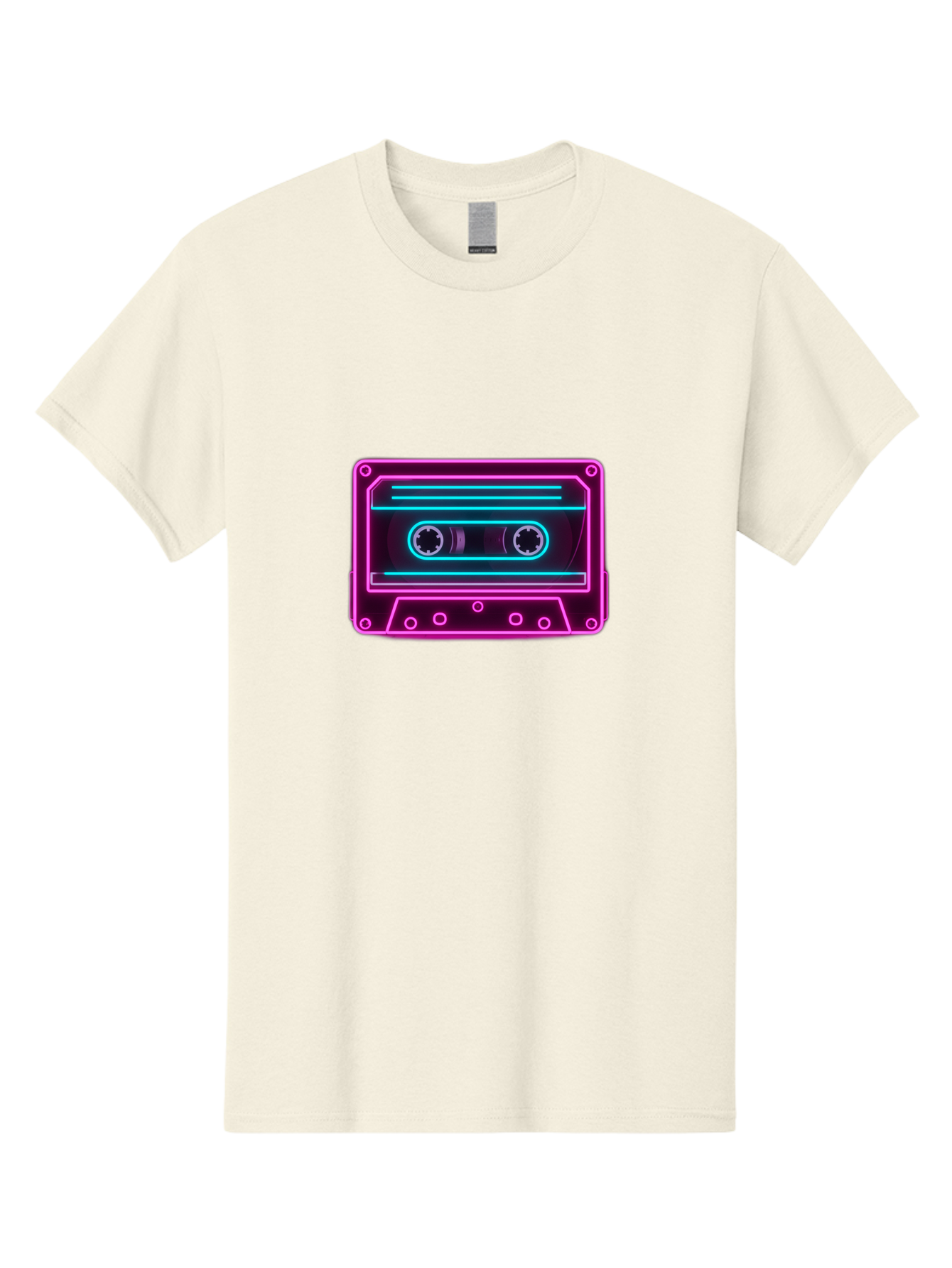 Cassette-Tape-2 Men'S Graphic Tee, 100% Cotton, Comfortable Casual Summer Wear, Machine Washable, Retro Cassette Tape, Neon Lights, Colorful, Nostalgic Music, 80S And 90S Vibe, Music Technology, Audio Nostalgia, Vintage Electronics, Baa260 19