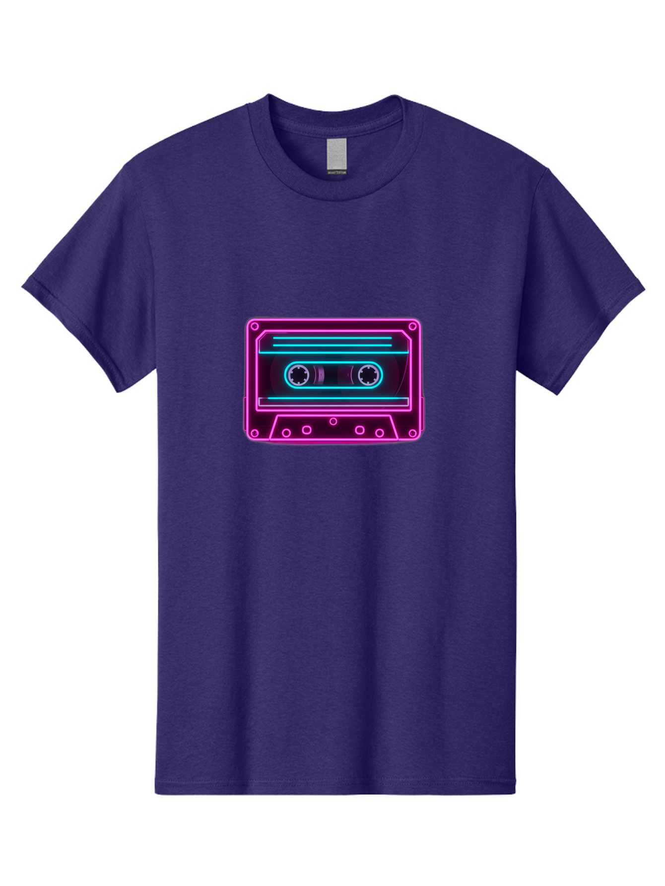Cassette-Tape-2 Men'S Graphic Tee, 100% Cotton, Comfortable Casual Summer Wear, Machine Washable, Retro Cassette Tape, Neon Lights, Colorful, Nostalgic Music, 80S And 90S Vibe, Music Technology, Audio Nostalgia, Vintage Electronics, Baa260 3
