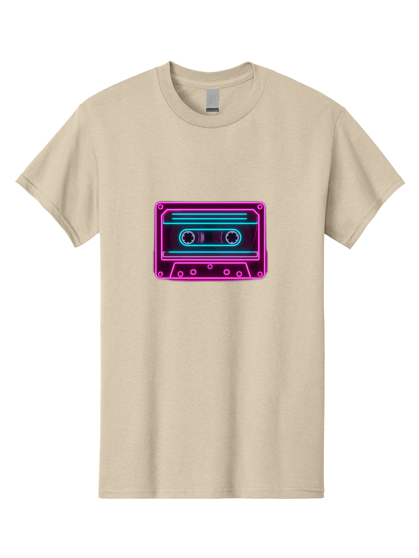 Cassette-Tape-2 Men'S Graphic Tee, 100% Cotton, Comfortable Casual Summer Wear, Machine Washable, Retro Cassette Tape, Neon Lights, Colorful, Nostalgic Music, 80S And 90S Vibe, Music Technology, Audio Nostalgia, Vintage Electronics, Baa260 25