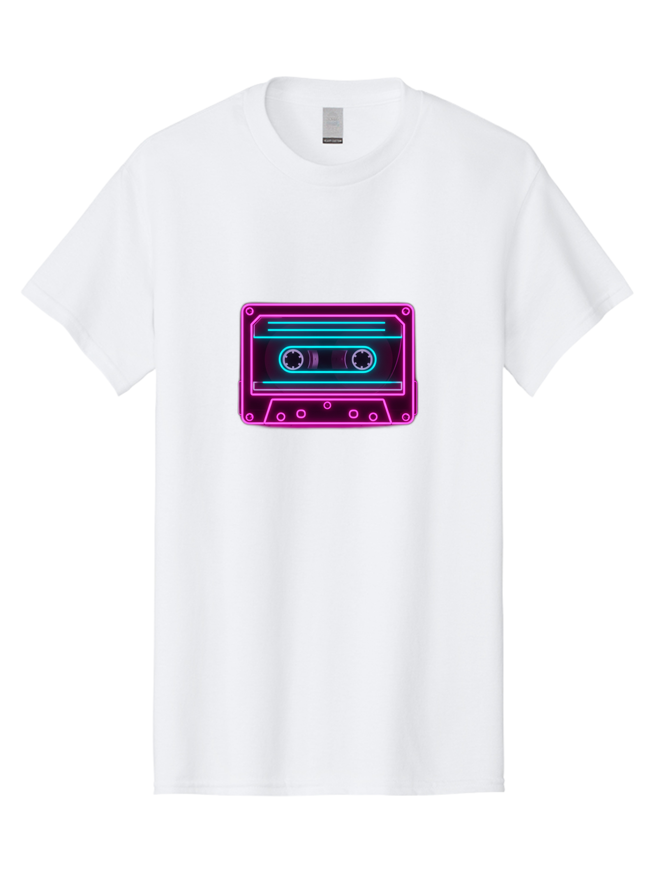 Cassette-Tape-2 Men'S Graphic Tee, 100% Cotton, Comfortable Casual Summer Wear, Machine Washable, Retro Cassette Tape, Neon Lights, Colorful, Nostalgic Music, 80S And 90S Vibe, Music Technology, Audio Nostalgia, Vintage Electronics, Baa260 11