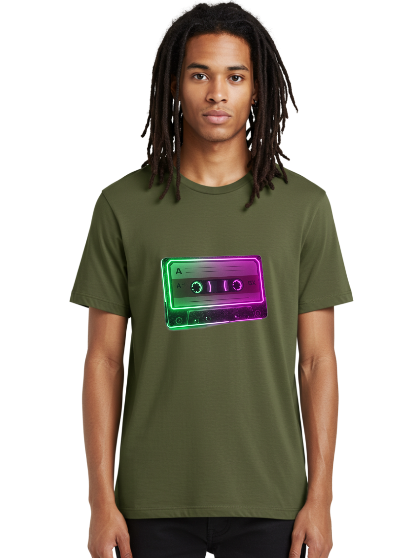 Cassette-Tape-3 Men'S Graphic Tee, 100% Cotton, Comfortable Casual Summer Wear, Machine Washable, Cassette Tape, Retro Music, Vintage Technology, A Side, Music Nostalgia, Cassette Player, Retro Aesthetics, Glowing Effect, Baa261 24
