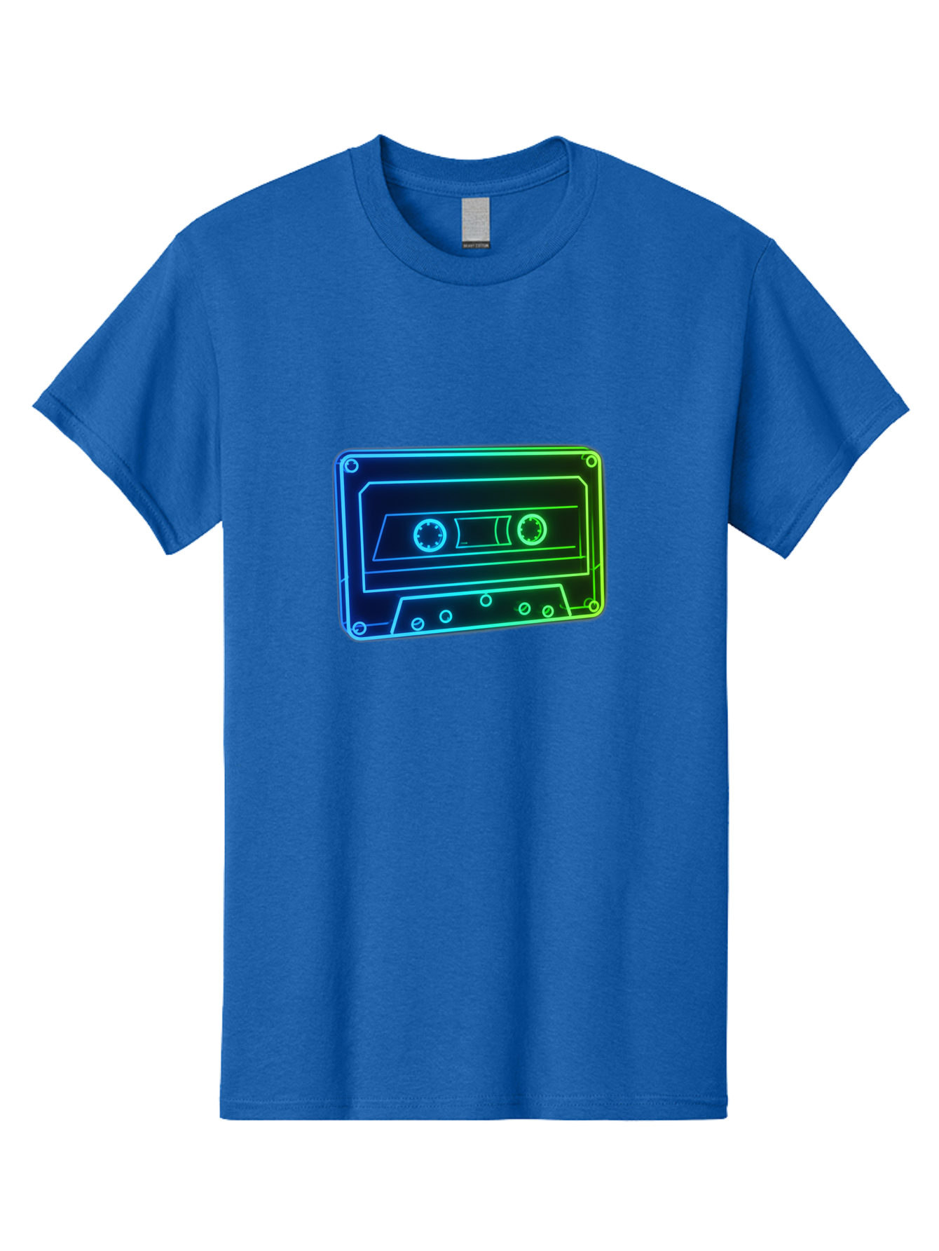 Cassette-Tape-5 Men'S Graphic Tee, 100% Cotton, Comfortable Casual Summer Wear, Machine Washable, Retro Cassette Tape, Vintage Music Format, Nostalgic Design, Neon Outline, Blue Glow, Music Nostalgia, Retro Technology, 80S Memorabilia, Baa263 29