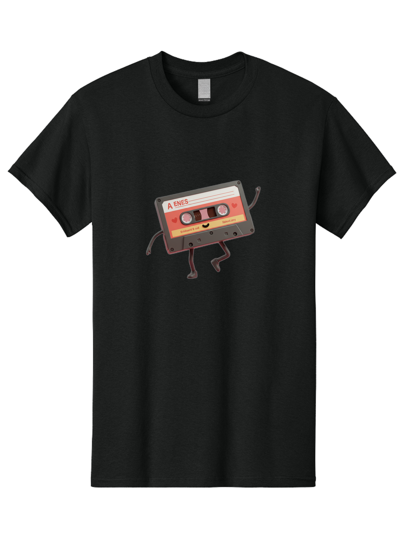 Cassette-Tape-A-Enes Men'S Graphic Tee, 100% Cotton, Comfortable Casual Summer Wear, Machine Washable, Vintage Cassette Tape, Retro Music, Nostalgic Vibes, Cartoon Character, Funny Illustration, Playful Design, A Enes Label, Cassette With Legs Baa270 19