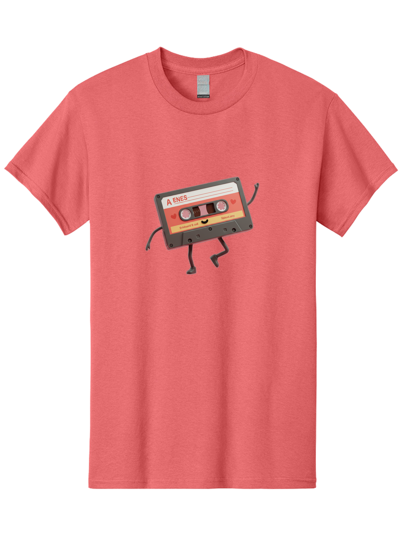 Cassette-Tape-A-Enes Men'S Graphic Tee, 100% Cotton, Comfortable Casual Summer Wear, Machine Washable, Vintage Cassette Tape, Retro Music, Nostalgic Vibes, Cartoon Character, Funny Illustration, Playful Design, A Enes Label, Cassette With Legs Baa270 7