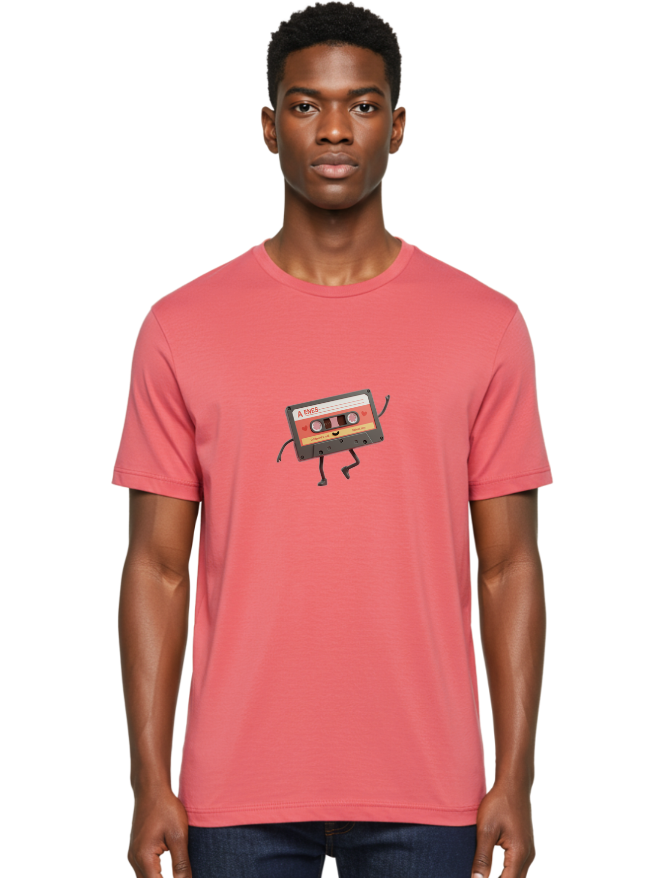 Cassette-Tape-A-Enes Men'S Graphic Tee, 100% Cotton, Comfortable Casual Summer Wear, Machine Washable, Vintage Cassette Tape, Retro Music, Nostalgic Vibes, Cartoon Character, Funny Illustration, Playful Design, A Enes Label, Cassette With Legs Baa270 8