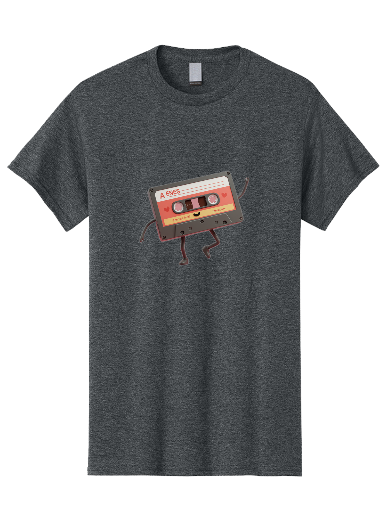 Cassette-Tape-A-Enes Men'S Graphic Tee, 100% Cotton, Comfortable Casual Summer Wear, Machine Washable, Vintage Cassette Tape, Retro Music, Nostalgic Vibes, Cartoon Character, Funny Illustration, Playful Design, A Enes Label, Cassette With Legs Baa270 27