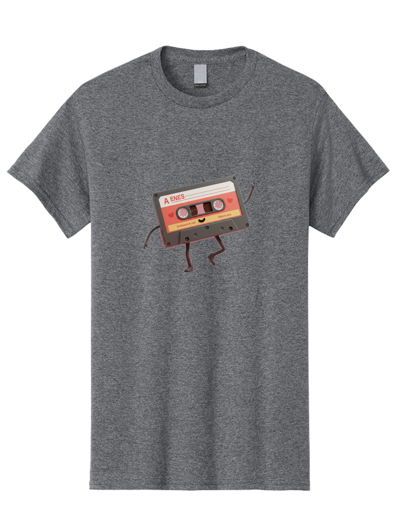 Cassette-Tape-A-Enes Men'S Graphic Tee, 100% Cotton, Comfortable Casual Summer Wear, Machine Washable, Vintage Cassette Tape, Retro Music, Nostalgic Vibes, Cartoon Character, Funny Illustration, Playful Design, A Enes Label, Cassette With Legs Baa270 13