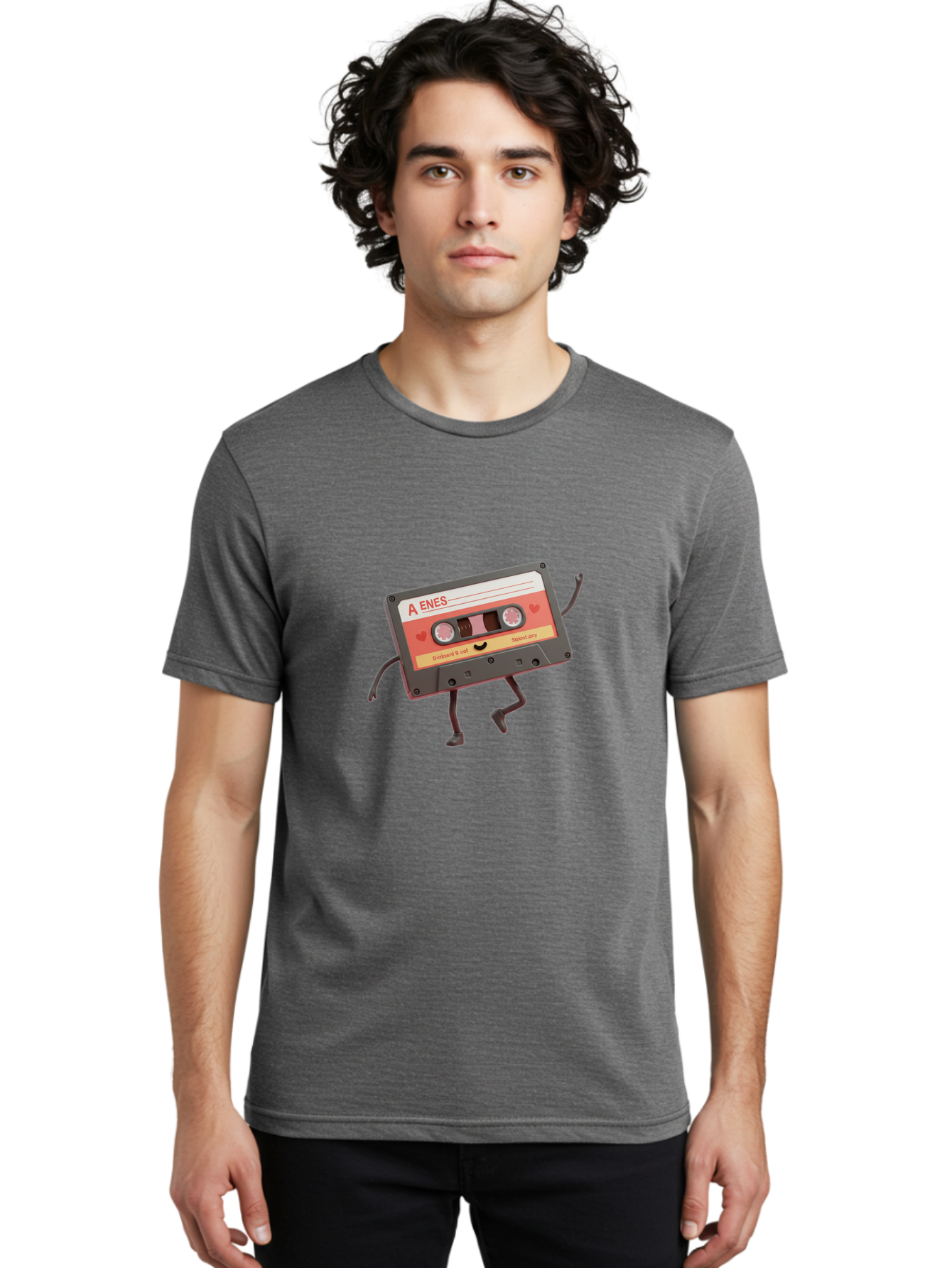 Cassette-Tape-A-Enes Men'S Graphic Tee, 100% Cotton, Comfortable Casual Summer Wear, Machine Washable, Vintage Cassette Tape, Retro Music, Nostalgic Vibes, Cartoon Character, Funny Illustration, Playful Design, A Enes Label, Cassette With Legs Baa270 14