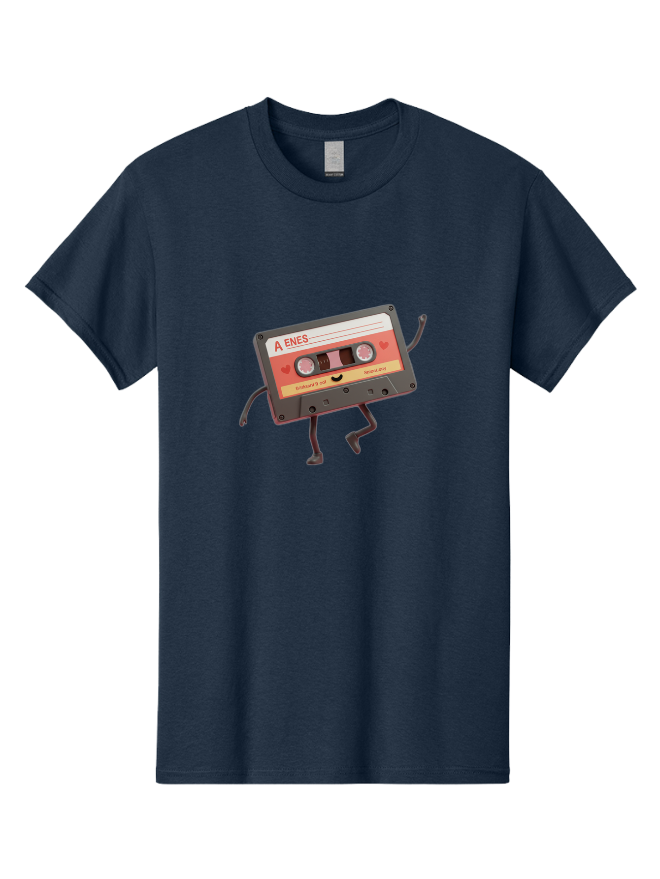 Cassette-Tape-A-Enes Men'S Graphic Tee, 100% Cotton, Comfortable Casual Summer Wear, Machine Washable, Vintage Cassette Tape, Retro Music, Nostalgic Vibes, Cartoon Character, Funny Illustration, Playful Design, A Enes Label, Cassette With Legs Baa270 23