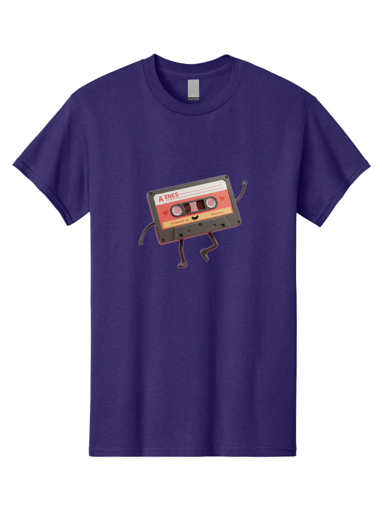 Cassette-Tape-A-Enes Men'S Graphic Tee, 100% Cotton, Comfortable Casual Summer Wear, Machine Washable, Vintage Cassette Tape, Retro Music, Nostalgic Vibes, Cartoon Character, Funny Illustration, Playful Design, A Enes Label, Cassette With Legs Baa270 15