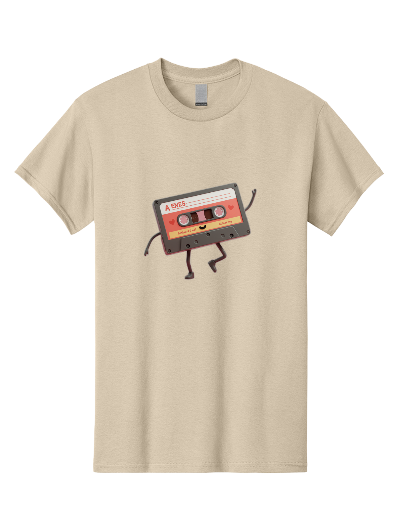 Cassette-Tape-A-Enes Men'S Graphic Tee, 100% Cotton, Comfortable Casual Summer Wear, Machine Washable, Vintage Cassette Tape, Retro Music, Nostalgic Vibes, Cartoon Character, Funny Illustration, Playful Design, A Enes Label, Cassette With Legs Baa270 11