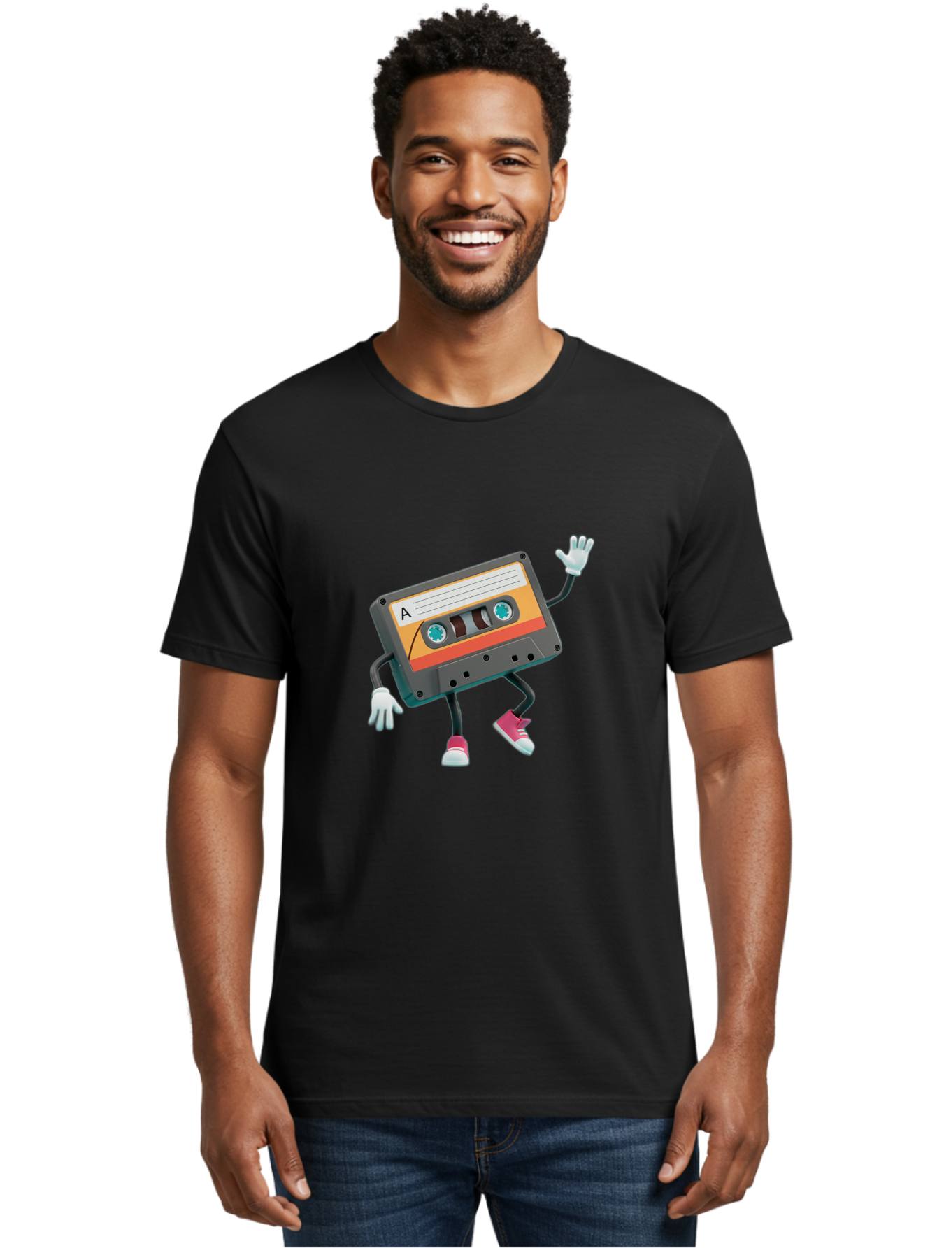Cassette-Tape-A Men'S Graphic Tee, 100% Cotton, Comfortable Casual Summer Wear, Machine Washable, Retro Cassette Tape, Anthropomorphic Cassette, Cartoon Character, Mixtape Nostalgia, Retro Music, Funky Art, Playful Design, Vintage Vibes, Baa271 30