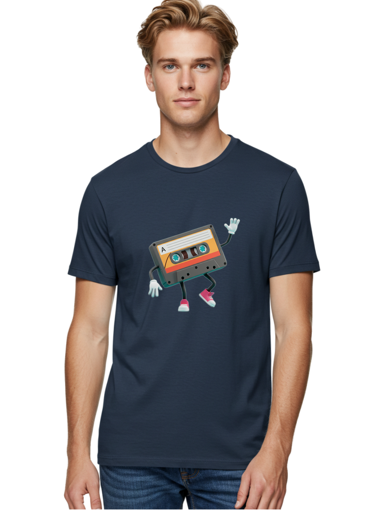 Cassette-Tape-A Men'S Graphic Tee, 100% Cotton, Comfortable Casual Summer Wear, Machine Washable, Retro Cassette Tape, Anthropomorphic Cassette, Cartoon Character, Mixtape Nostalgia, Retro Music, Funky Art, Playful Design, Vintage Vibes, Baa271 20