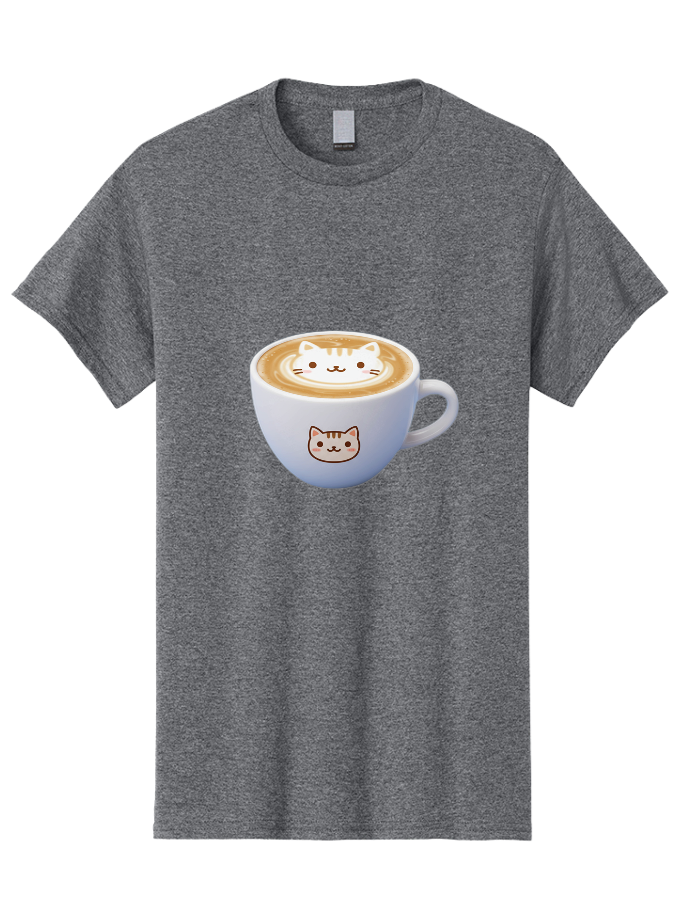 Cat-Coffee Men'S Graphic Tee, 100% Cotton, Comfortable Casual Summer Wear, Machine Washable, Cat Face Latte Art, Coffee Cup Design, Feline Illustration, Cute Cat Graphics, Coffee Culture, Latte Art, Adorable Cat Face Baa275 23