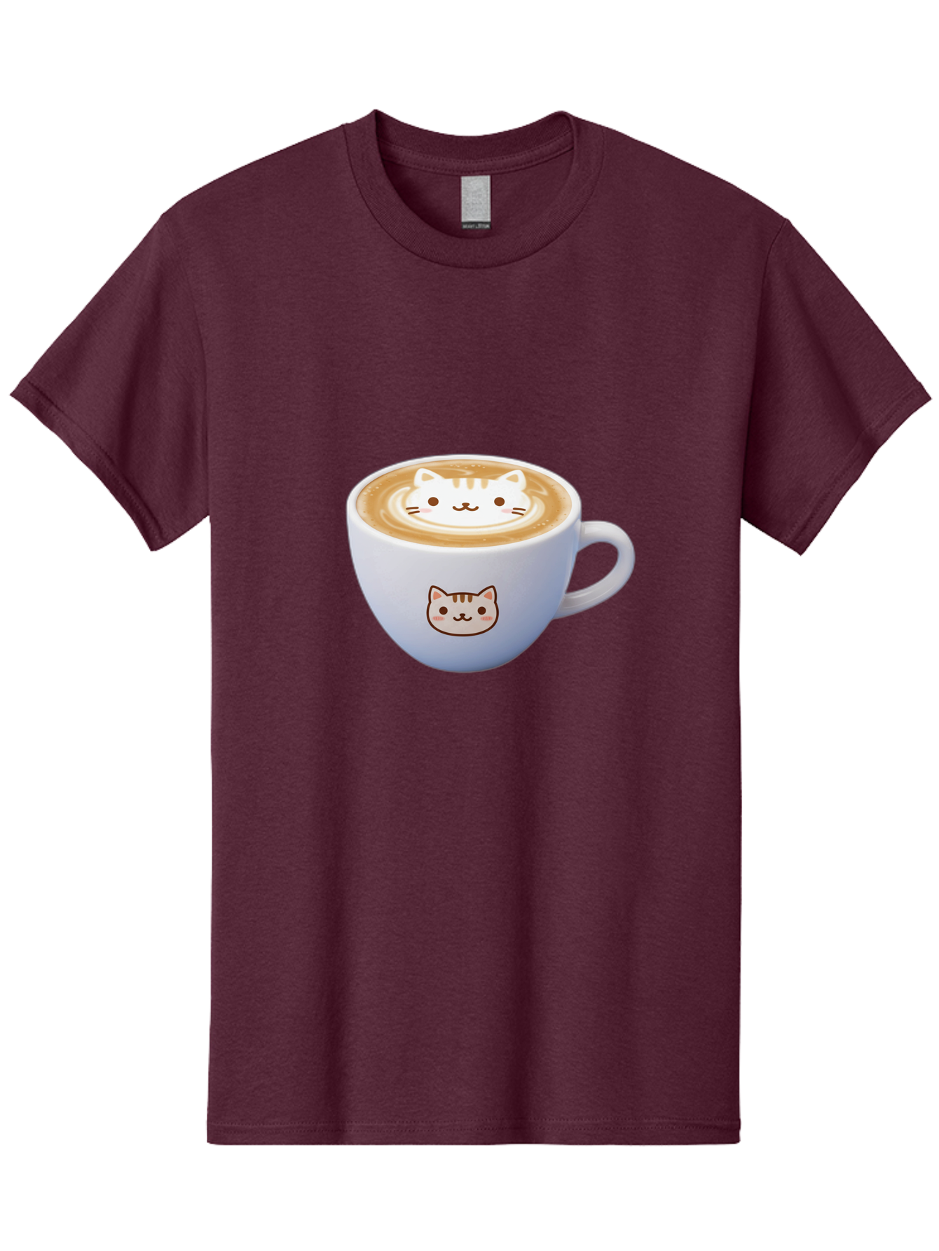 Cat-Coffee Men'S Graphic Tee, 100% Cotton, Comfortable Casual Summer Wear, Machine Washable, Cat Face Latte Art, Coffee Cup Design, Feline Illustration, Cute Cat Graphics, Coffee Culture, Latte Art, Adorable Cat Face Baa275 21
