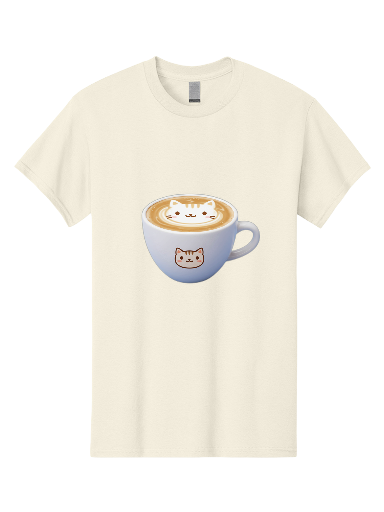 Cat-Coffee Men'S Graphic Tee, 100% Cotton, Comfortable Casual Summer Wear, Machine Washable, Cat Face Latte Art, Coffee Cup Design, Feline Illustration, Cute Cat Graphics, Coffee Culture, Latte Art, Adorable Cat Face Baa275 15