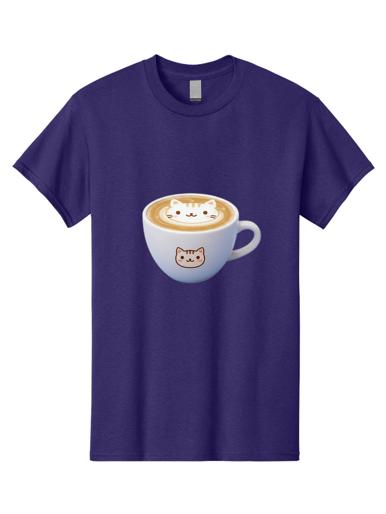 Cat-Coffee Men'S Graphic Tee, 100% Cotton, Comfortable Casual Summer Wear, Machine Washable, Cat Face Latte Art, Coffee Cup Design, Feline Illustration, Cute Cat Graphics, Coffee Culture, Latte Art, Adorable Cat Face Baa275 1