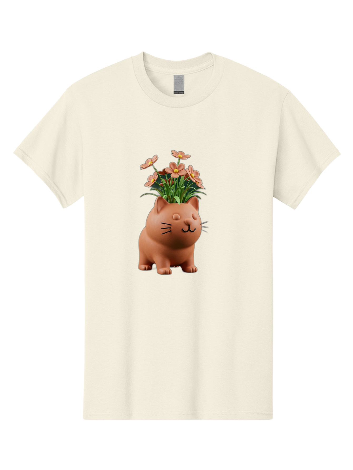 Cat-Planter Men'S Graphic Tee, 100% Cotton, Comfortable Casual Summer Wear, Machine Washable, Cat Planter, Flower Pot, Pink Flowers, Cute Cat Design, Home Decor, Garden Decor, Whimsical Planter, Adorable Cat Baa278 29