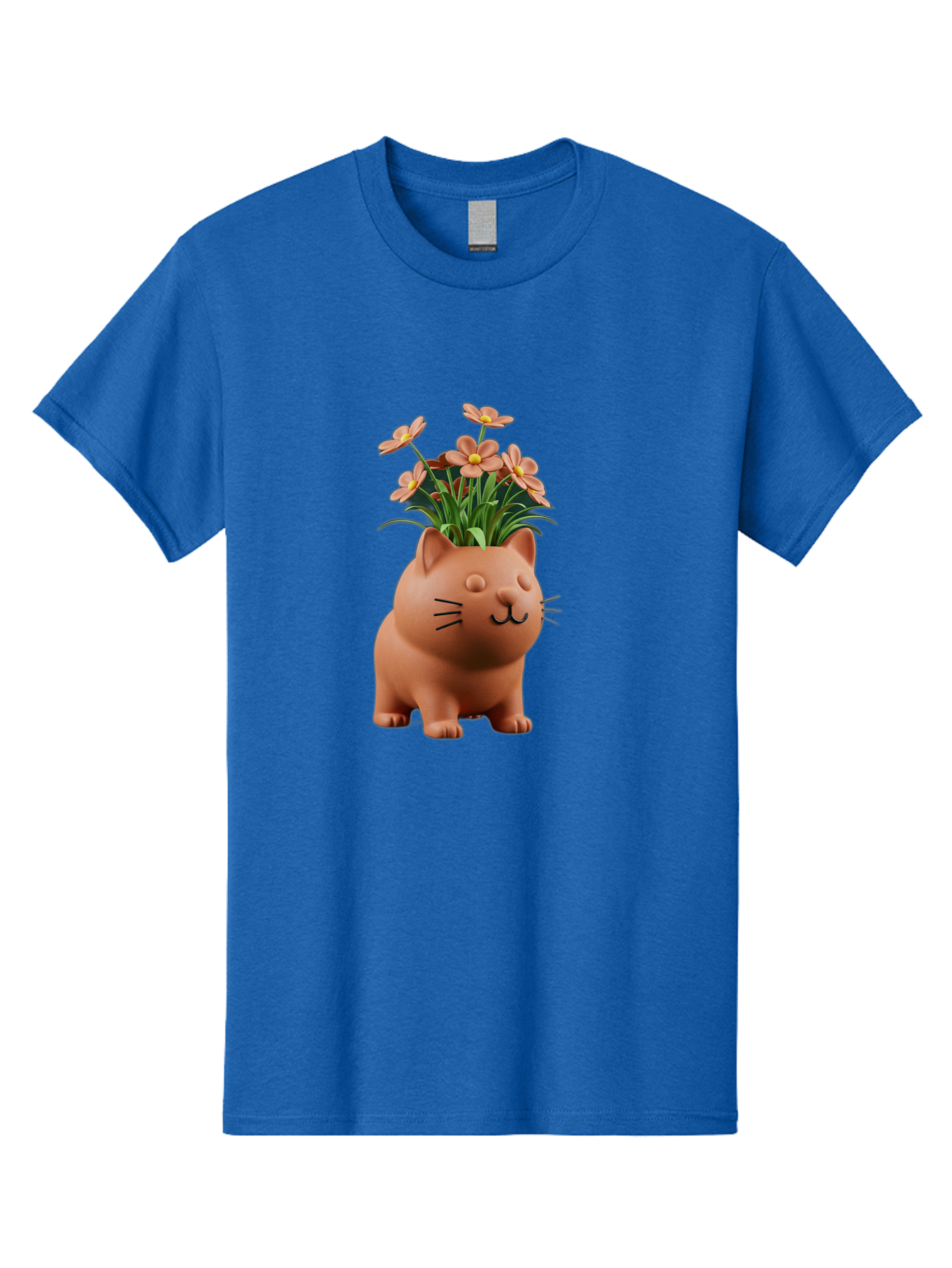 Cat-Planter Men'S Graphic Tee, 100% Cotton, Comfortable Casual Summer Wear, Machine Washable, Cat Planter, Flower Pot, Pink Flowers, Cute Cat Design, Home Decor, Garden Decor, Whimsical Planter, Adorable Cat Baa278 19
