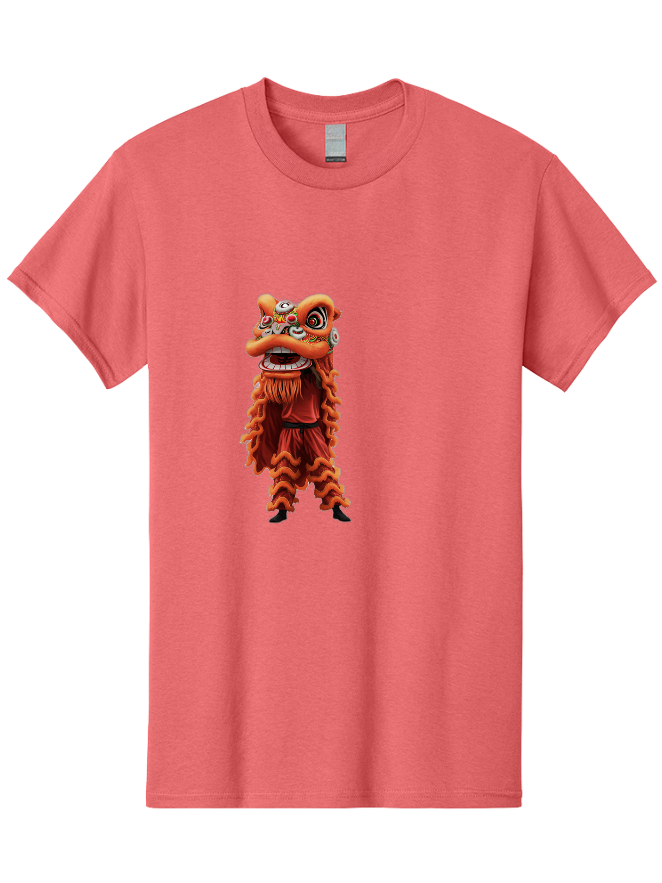 Chinese-Lion-Dance-Costume Men'S Graphic Tee, 100% Cotton, Comfortable Casual Summer Wear, Machine Washable, Chinese Lion Dance, Traditional Costume, Cultural Heritage, Mythical Creature, Vibrant Colors, Lively Performance, Intricate Design, Baa294 19