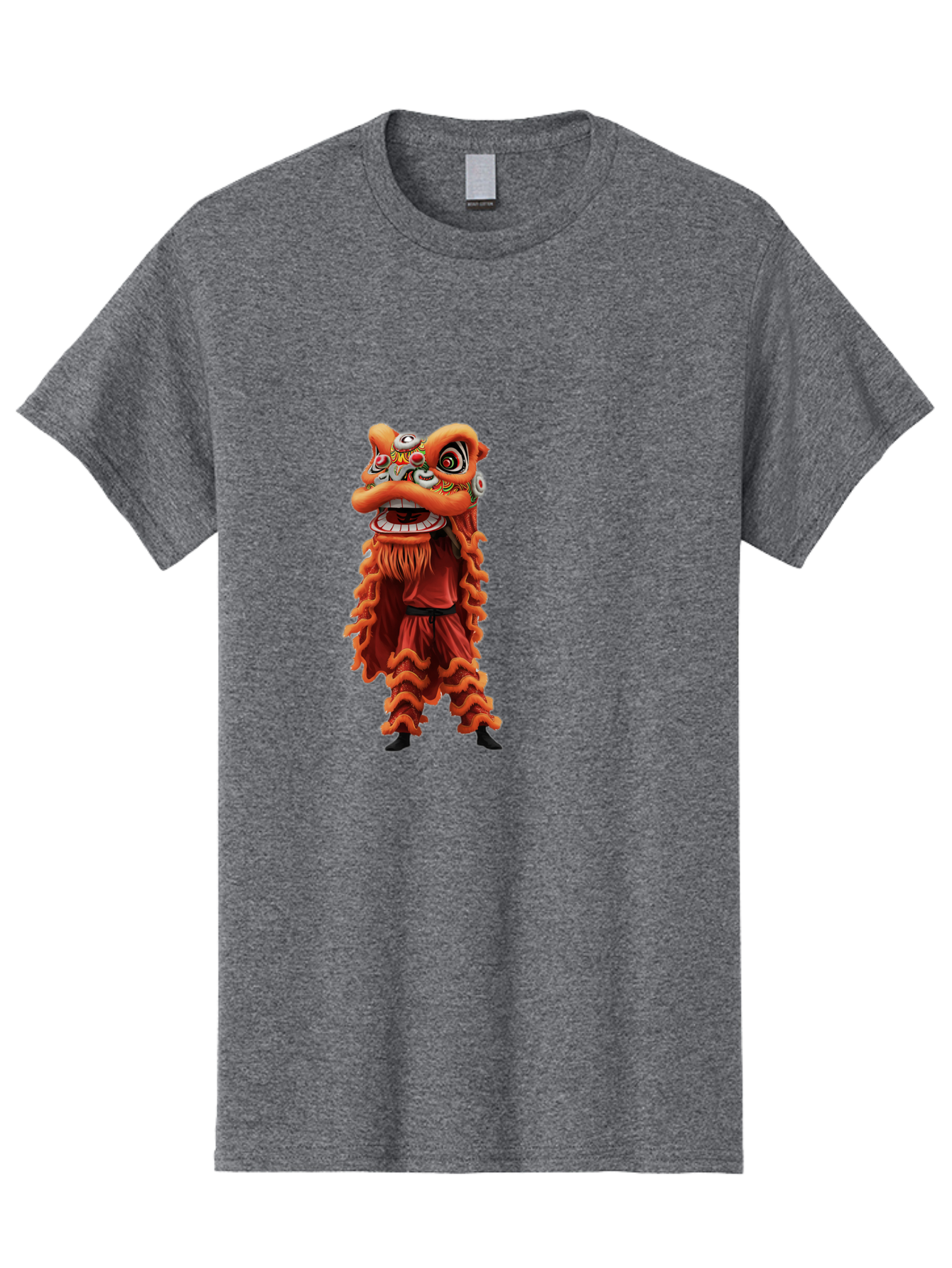 Chinese-Lion-Dance-Costume Men'S Graphic Tee, 100% Cotton, Comfortable Casual Summer Wear, Machine Washable, Chinese Lion Dance, Traditional Costume, Cultural Heritage, Mythical Creature, Vibrant Colors, Lively Performance, Intricate Design, Baa294 3