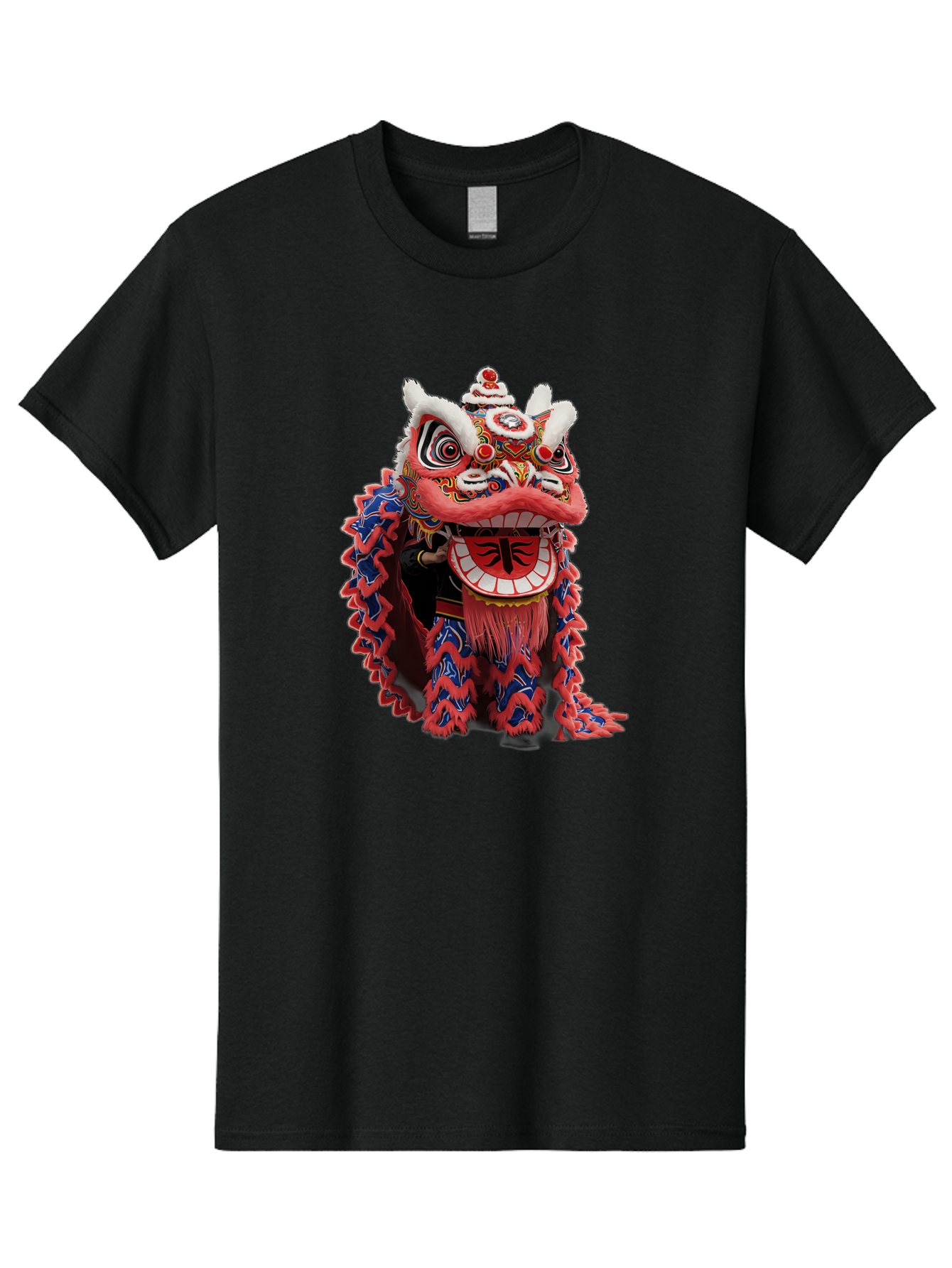 Chinese-Lion-Dance-Head Men'S Graphic Tee, 100% Cotton, Comfortable Casual Summer Wear, Machine Washable, Lion Dance Costume, Traditional Chinese Lion, Cultural Heritage, Festive Celebrations, Vibrant Colors, Intricate Designs, Baa295 11
