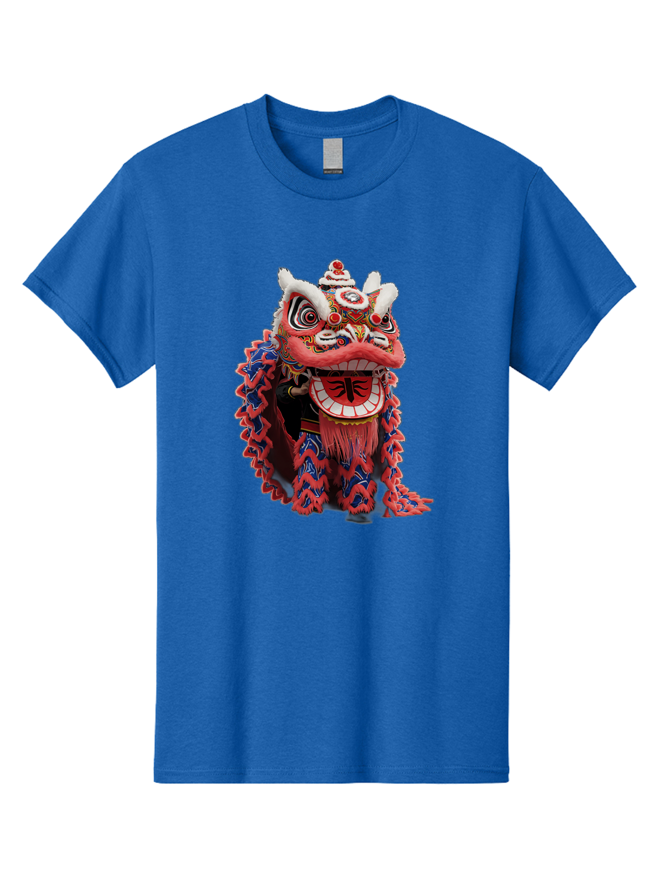 Chinese-Lion-Dance-Head Men'S Graphic Tee, 100% Cotton, Comfortable Casual Summer Wear, Machine Washable, Lion Dance Costume, Traditional Chinese Lion, Cultural Heritage, Festive Celebrations, Vibrant Colors, Intricate Designs, Baa295 19