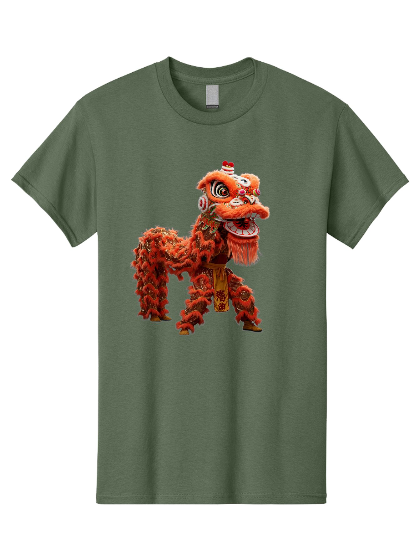 Chinese-Lion-Dance Men'S Graphic Tee, 100% Cotton, Comfortable Casual Summer Wear, Machine Washable, Lion Dance Costume, Traditional Chinese Dance, Cultural Heritage, Vibrant Orange, Festive Atmosphere, Intricate Designs, Mythical Creature, Baa296 29