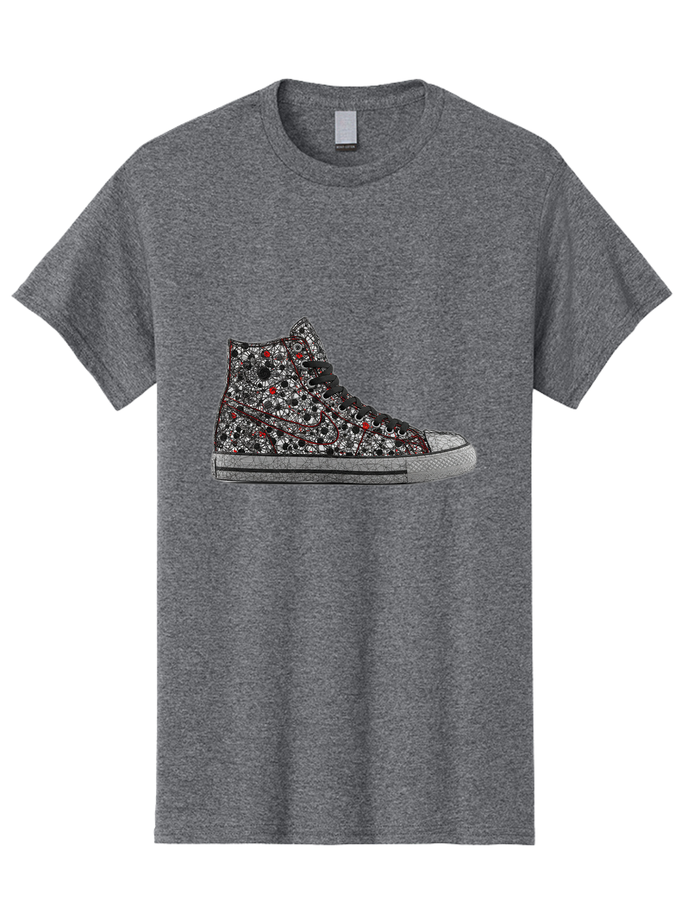 Chuck-Taylor-All-Star Men'S Graphic Tee, 100% Cotton, Comfortable Casual Summer Wear, Machine Washable, High Top Sneakers, Chunky Sole, Lace-Up Design, Floral Pattern, Bold Fashion, Statement Shoes, Converse Style, Canvas Material, Baa317 21