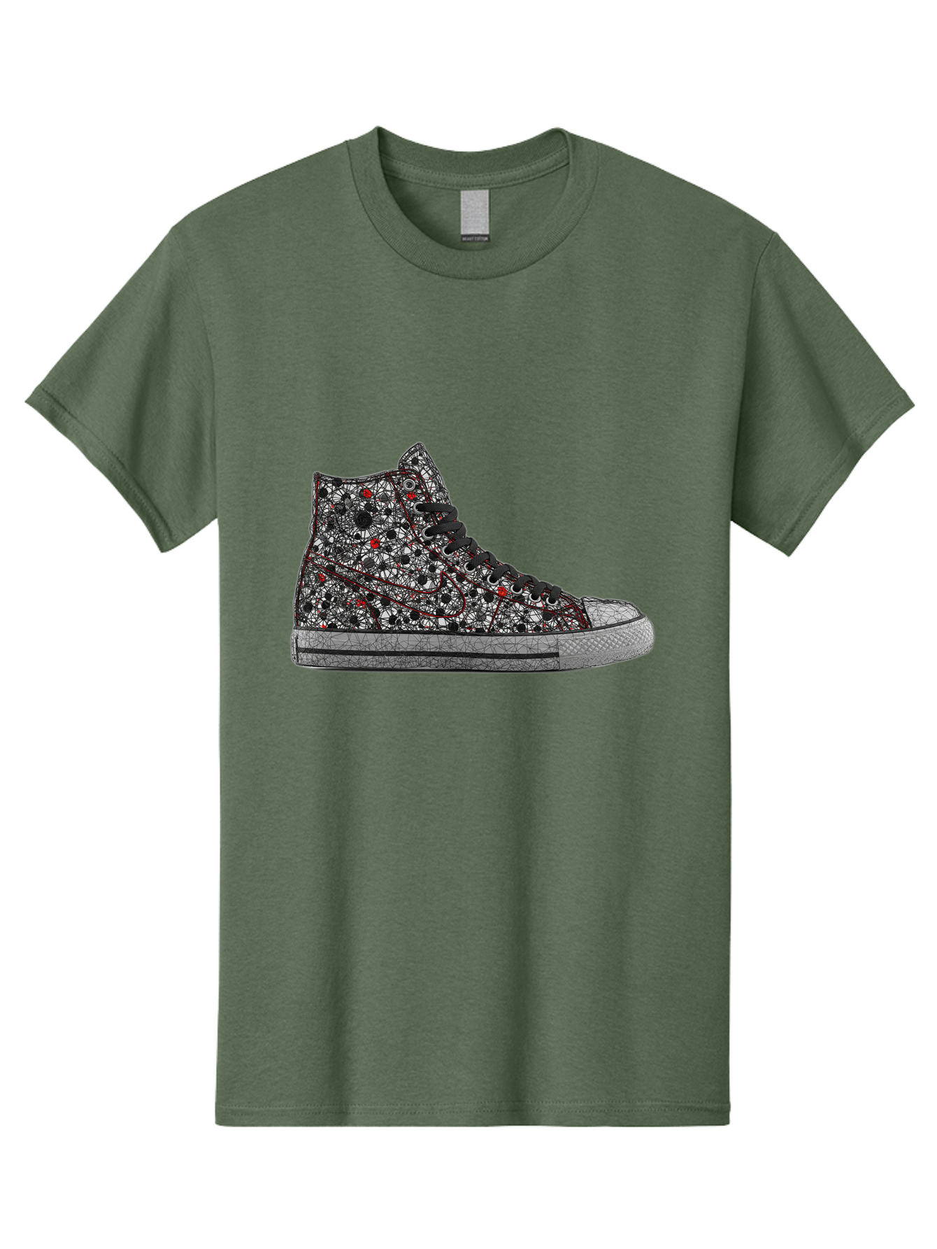 Chuck-Taylor-All-Star Men'S Graphic Tee, 100% Cotton, Comfortable Casual Summer Wear, Machine Washable, High Top Sneakers, Chunky Sole, Lace-Up Design, Floral Pattern, Bold Fashion, Statement Shoes, Converse Style, Canvas Material, Baa317 17
