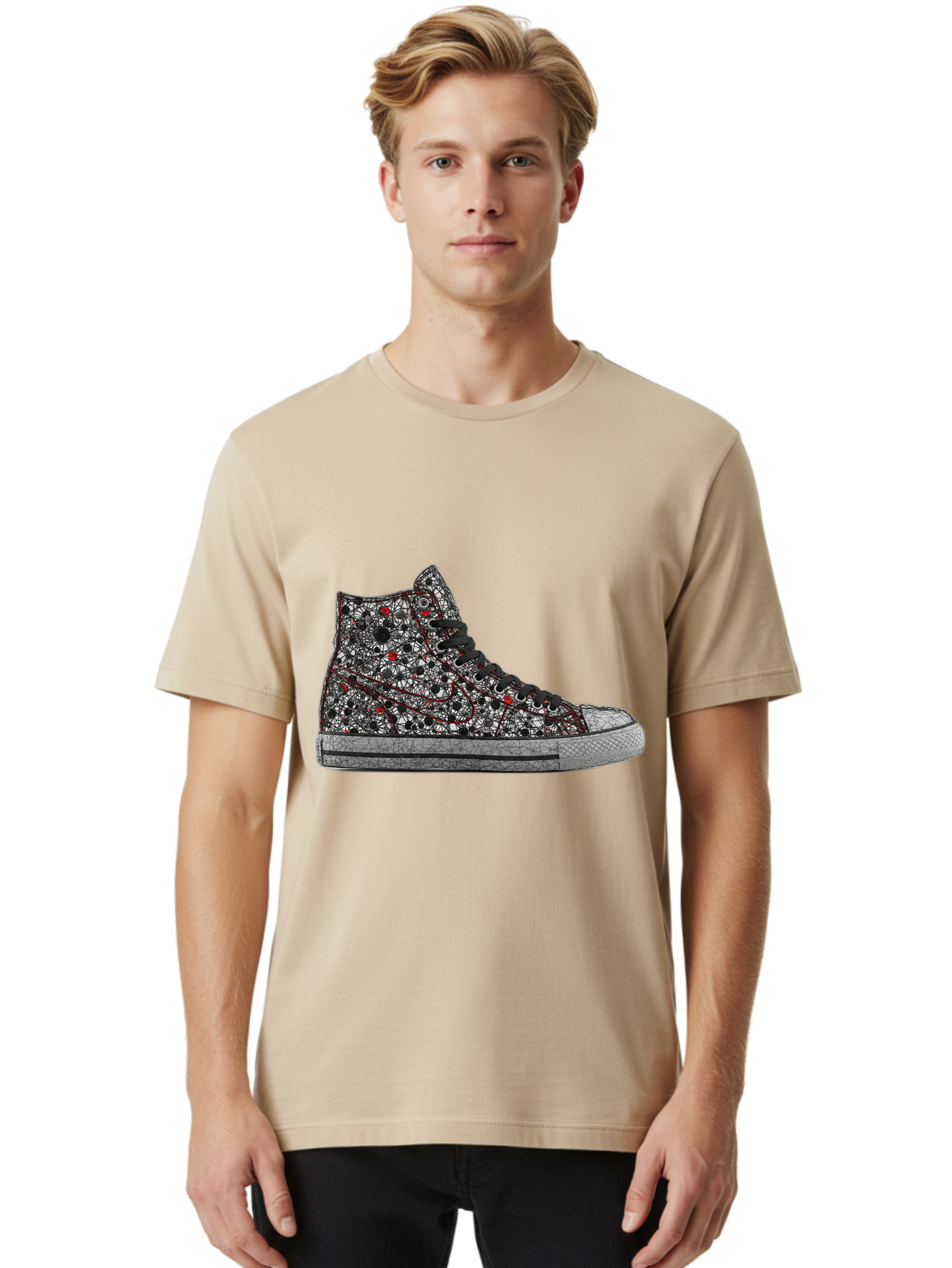 Chuck-Taylor-All-Star Men'S Graphic Tee, 100% Cotton, Comfortable Casual Summer Wear, Machine Washable, High Top Sneakers, Chunky Sole, Lace-Up Design, Floral Pattern, Bold Fashion, Statement Shoes, Converse Style, Canvas Material, Baa317 4
