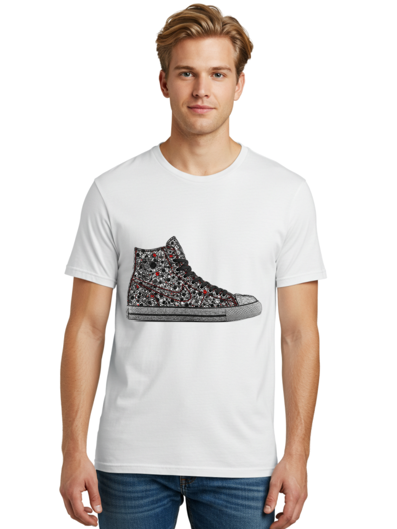 Chuck-Taylor-All-Star Men'S Graphic Tee, 100% Cotton, Comfortable Casual Summer Wear, Machine Washable, High Top Sneakers, Chunky Sole, Lace-Up Design, Floral Pattern, Bold Fashion, Statement Shoes, Converse Style, Canvas Material, Baa317 30