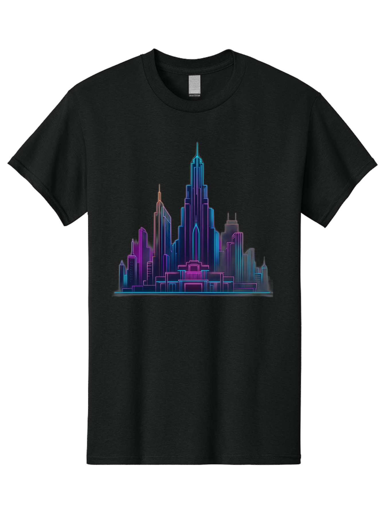 Cityscape-Skyscrapers Men'S Graphic Tee, 100% Cotton, Comfortable Casual Summer Wear, Machine Washable, City Skyline, Futuristic Architecture, Neon Lights, Modern Buildings, Urban Landscape, Skyscrapers, Cityscape, Contemporary Design, Baa321 13