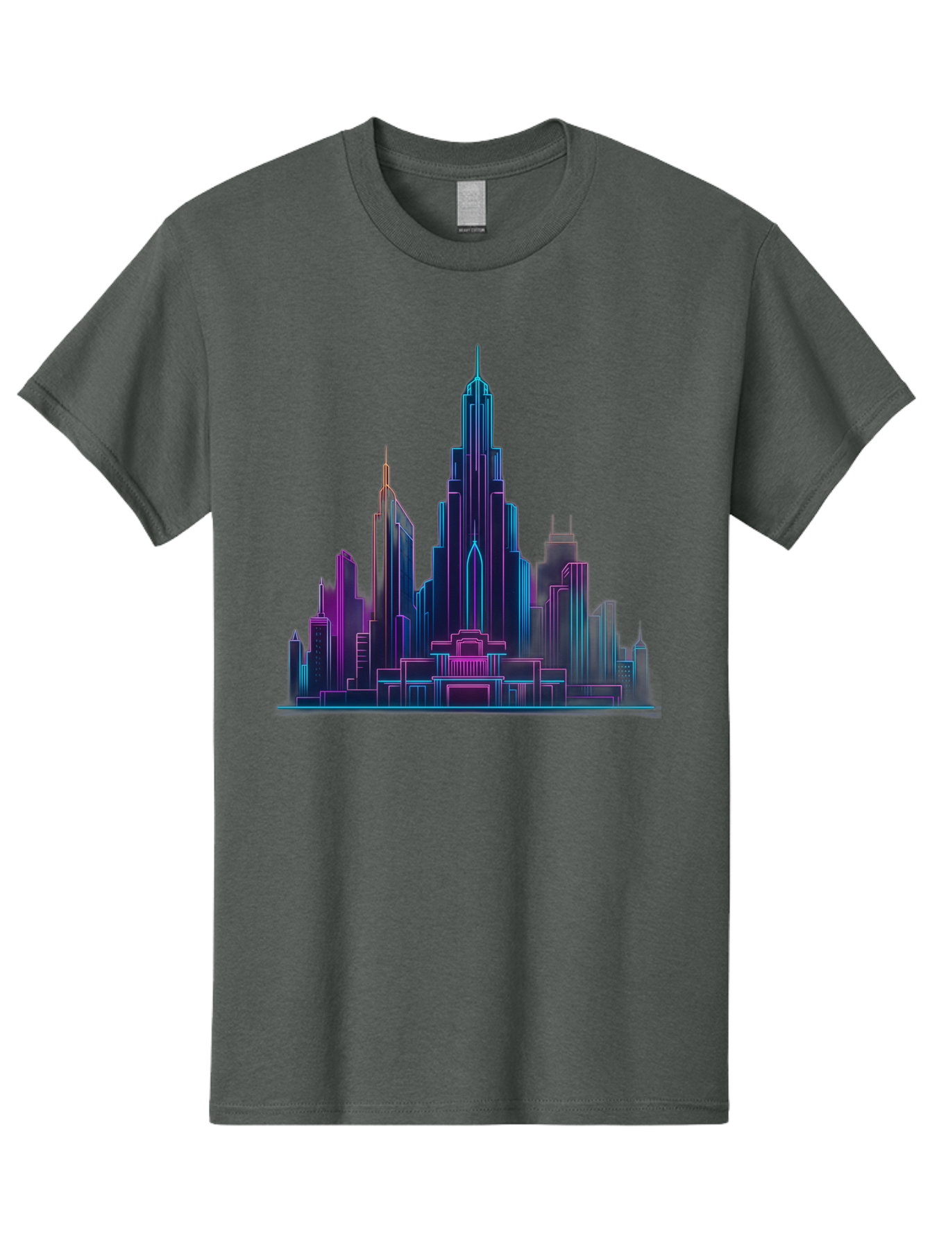 Cityscape-Skyscrapers Men'S Graphic Tee, 100% Cotton, Comfortable Casual Summer Wear, Machine Washable, City Skyline, Futuristic Architecture, Neon Lights, Modern Buildings, Urban Landscape, Skyscrapers, Cityscape, Contemporary Design, Baa321 11
