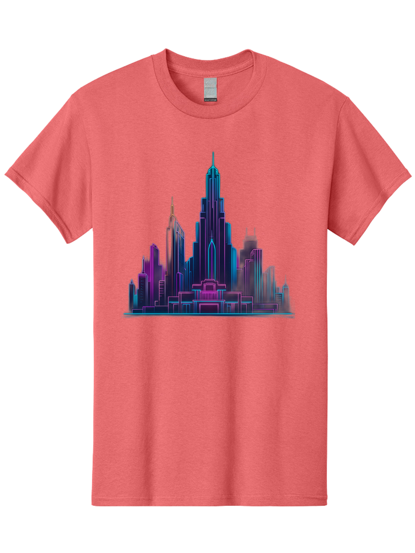 Cityscape-Skyscrapers Men'S Graphic Tee, 100% Cotton, Comfortable Casual Summer Wear, Machine Washable, City Skyline, Futuristic Architecture, Neon Lights, Modern Buildings, Urban Landscape, Skyscrapers, Cityscape, Contemporary Design, Baa321 1