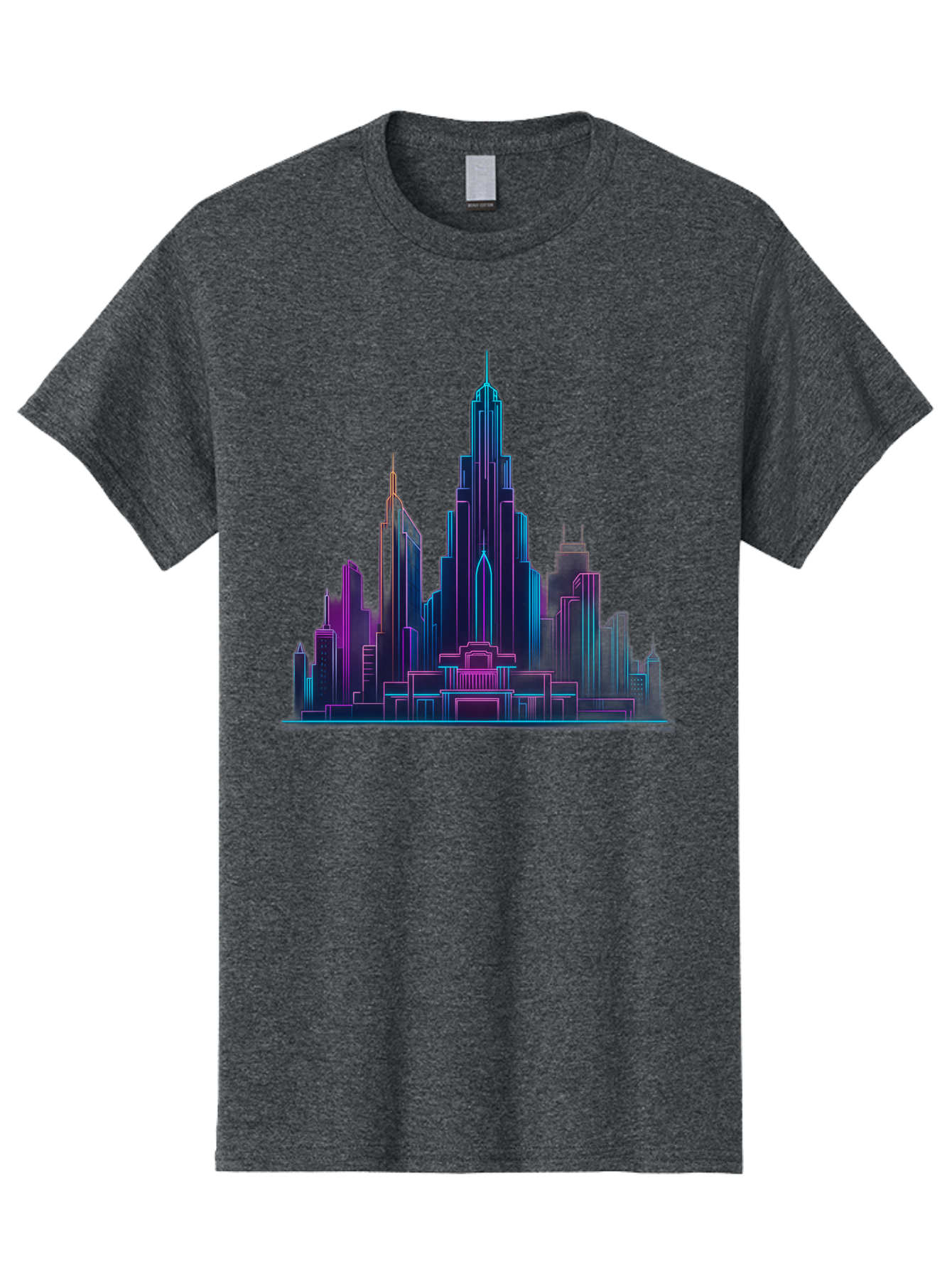 Cityscape-Skyscrapers Men'S Graphic Tee, 100% Cotton, Comfortable Casual Summer Wear, Machine Washable, City Skyline, Futuristic Architecture, Neon Lights, Modern Buildings, Urban Landscape, Skyscrapers, Cityscape, Contemporary Design, Baa321 21