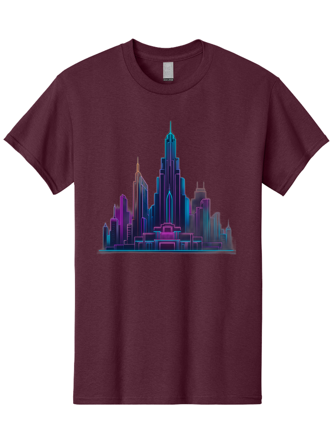 Cityscape-Skyscrapers Men'S Graphic Tee, 100% Cotton, Comfortable Casual Summer Wear, Machine Washable, City Skyline, Futuristic Architecture, Neon Lights, Modern Buildings, Urban Landscape, Skyscrapers, Cityscape, Contemporary Design, Baa321 23