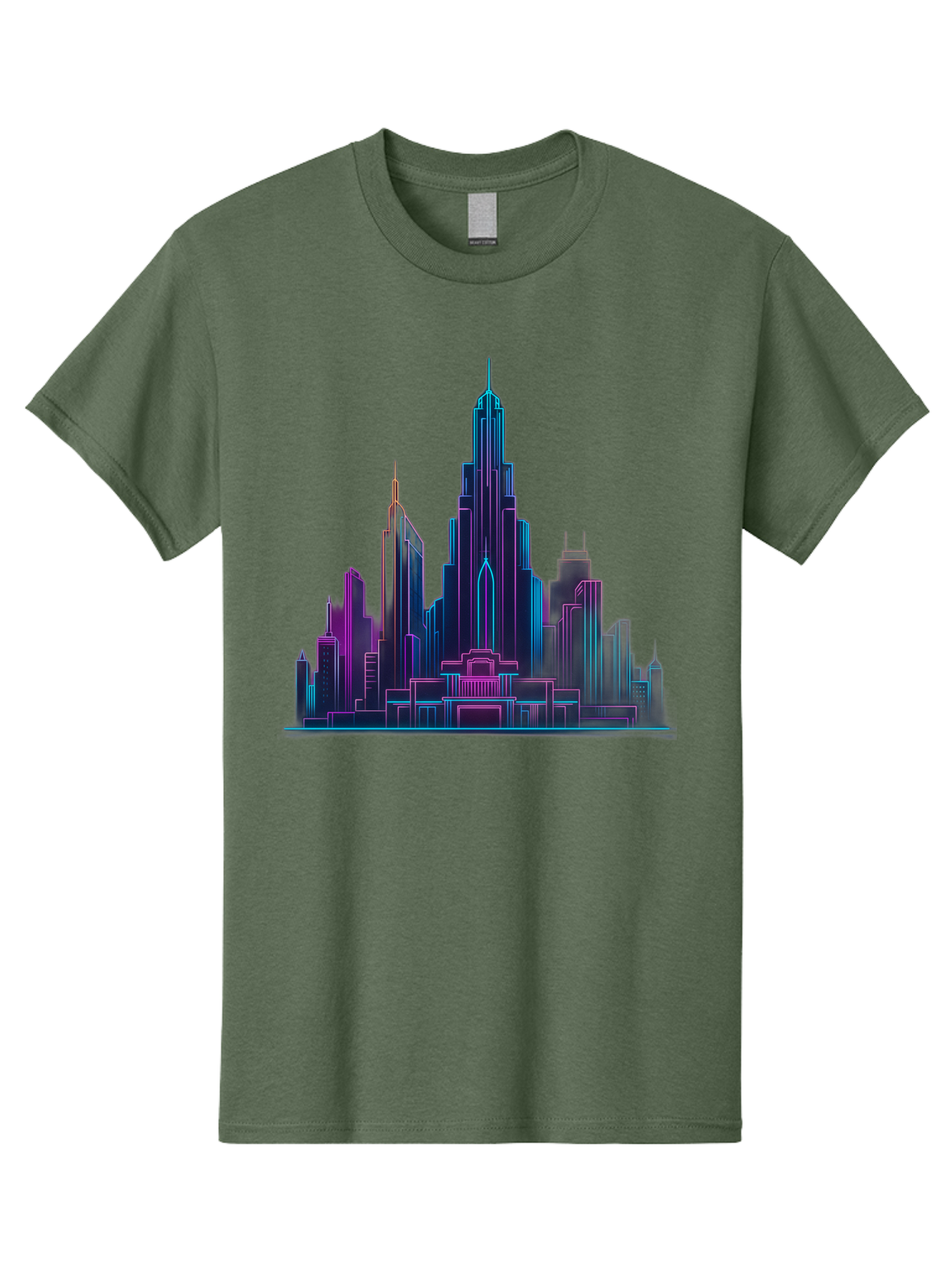 Cityscape-Skyscrapers Men'S Graphic Tee, 100% Cotton, Comfortable Casual Summer Wear, Machine Washable, City Skyline, Futuristic Architecture, Neon Lights, Modern Buildings, Urban Landscape, Skyscrapers, Cityscape, Contemporary Design, Baa321 3