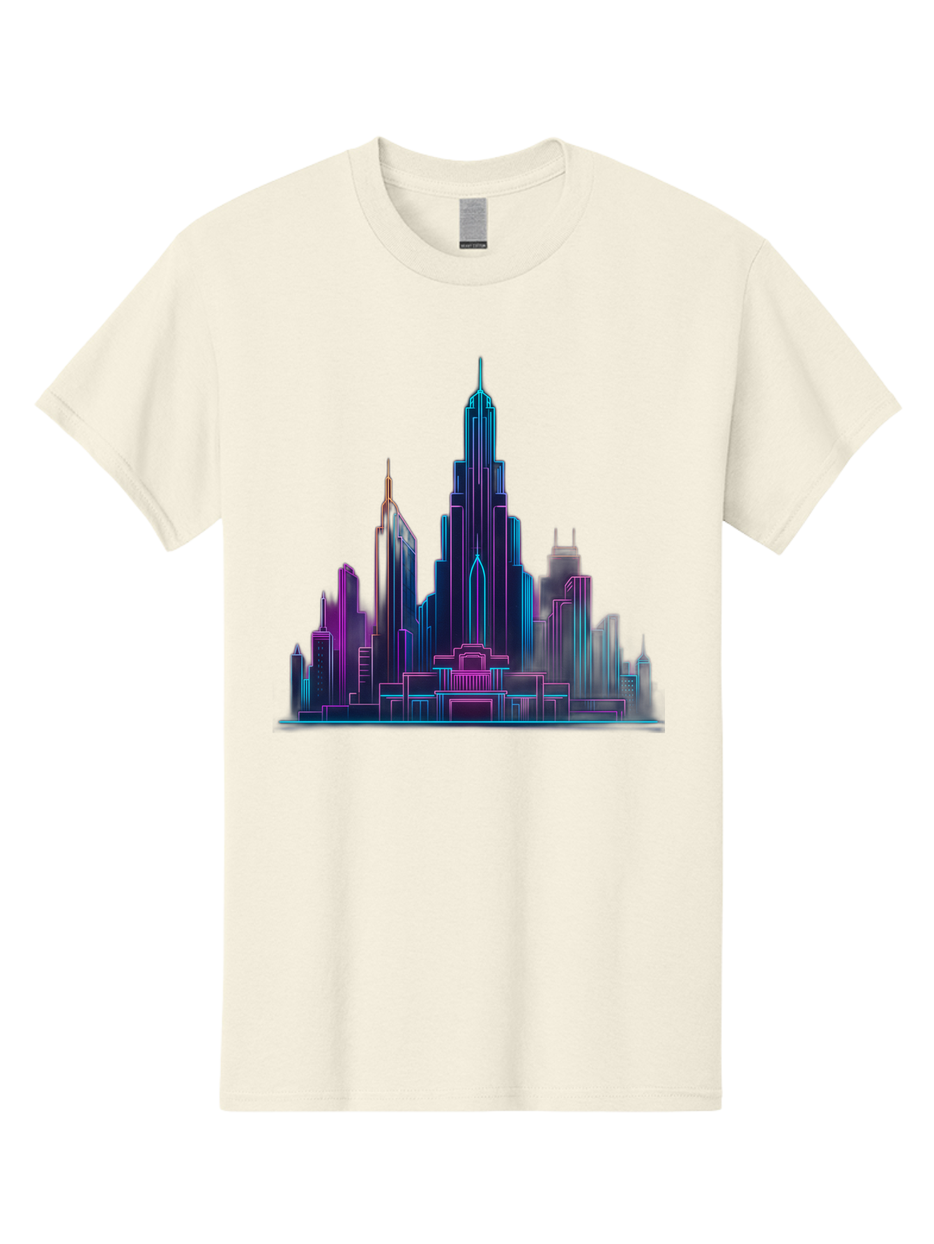Cityscape-Skyscrapers Men'S Graphic Tee, 100% Cotton, Comfortable Casual Summer Wear, Machine Washable, City Skyline, Futuristic Architecture, Neon Lights, Modern Buildings, Urban Landscape, Skyscrapers, Cityscape, Contemporary Design, Baa321 15