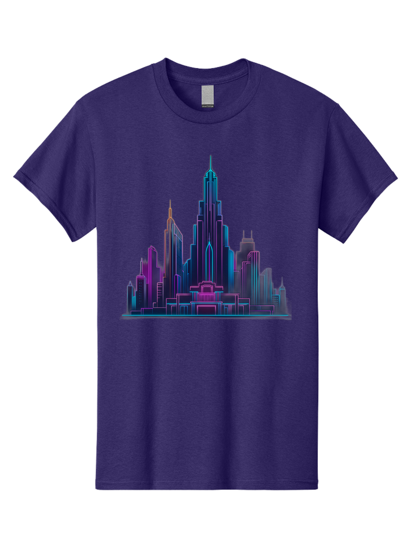 Cityscape-Skyscrapers Men'S Graphic Tee, 100% Cotton, Comfortable Casual Summer Wear, Machine Washable, City Skyline, Futuristic Architecture, Neon Lights, Modern Buildings, Urban Landscape, Skyscrapers, Cityscape, Contemporary Design, Baa321 27