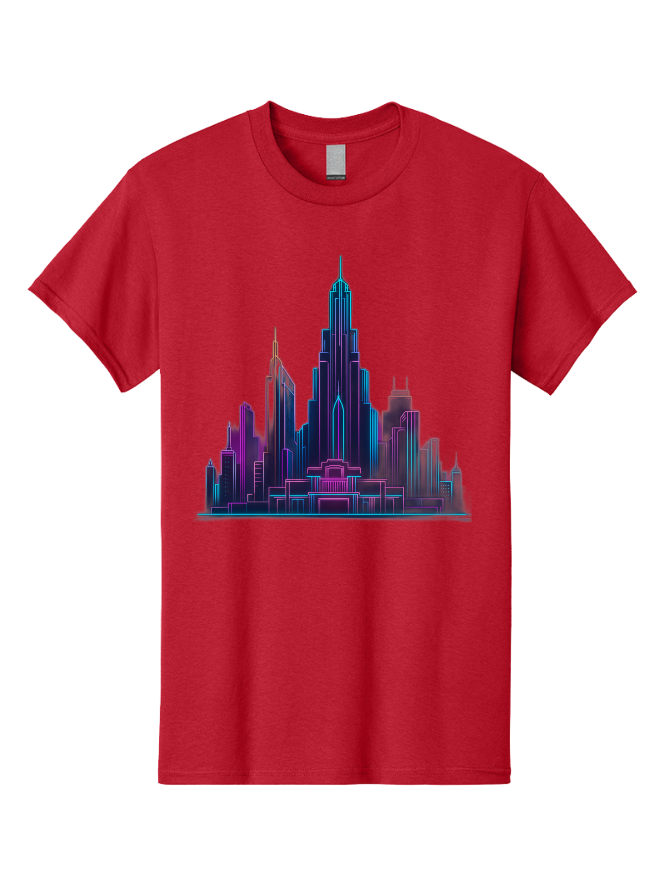Cityscape-Skyscrapers Men'S Graphic Tee, 100% Cotton, Comfortable Casual Summer Wear, Machine Washable, City Skyline, Futuristic Architecture, Neon Lights, Modern Buildings, Urban Landscape, Skyscrapers, Cityscape, Contemporary Design, Baa321 17