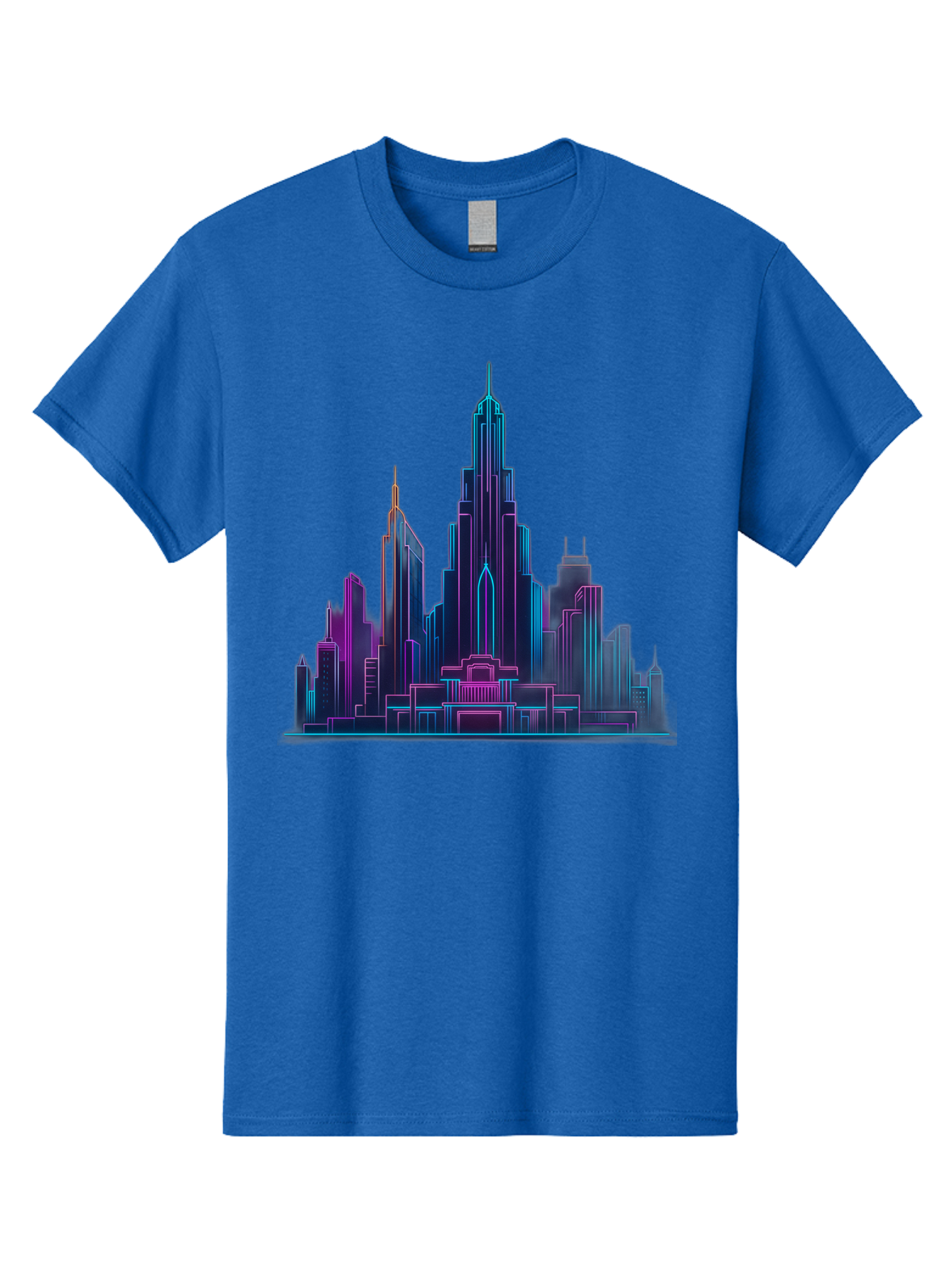 Cityscape-Skyscrapers Men'S Graphic Tee, 100% Cotton, Comfortable Casual Summer Wear, Machine Washable, City Skyline, Futuristic Architecture, Neon Lights, Modern Buildings, Urban Landscape, Skyscrapers, Cityscape, Contemporary Design, Baa321 29