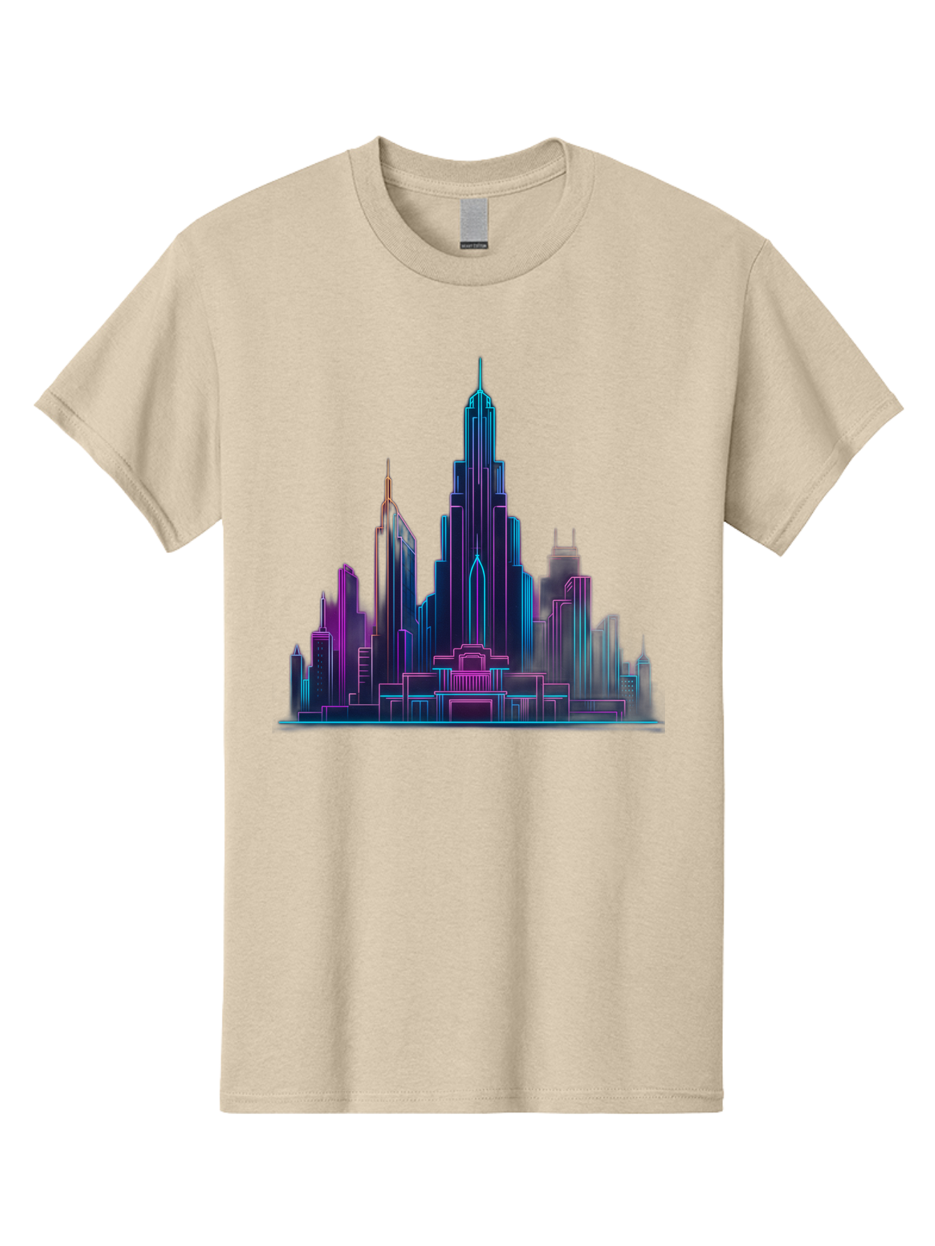 Cityscape-Skyscrapers Men'S Graphic Tee, 100% Cotton, Comfortable Casual Summer Wear, Machine Washable, City Skyline, Futuristic Architecture, Neon Lights, Modern Buildings, Urban Landscape, Skyscrapers, Cityscape, Contemporary Design, Baa321 19