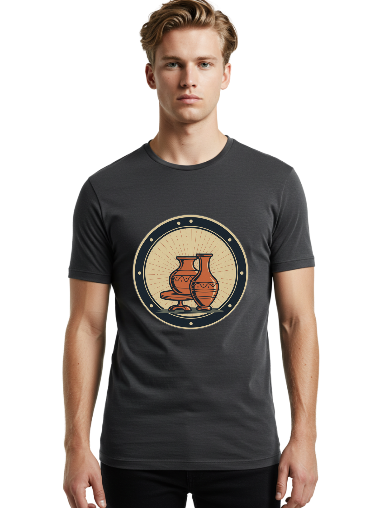 Clay-Pots Men'S Graphic Tee, 100% Cotton, Comfortable Casual Summer Wear, Machine Washable, Clay Pots, Ancient Pottery, Vintage Ceramics, Decorative Vases, Earthy Tones, Traditional Craftsmanship, Cultural Heritage, Artistic Expression, Baa329 18