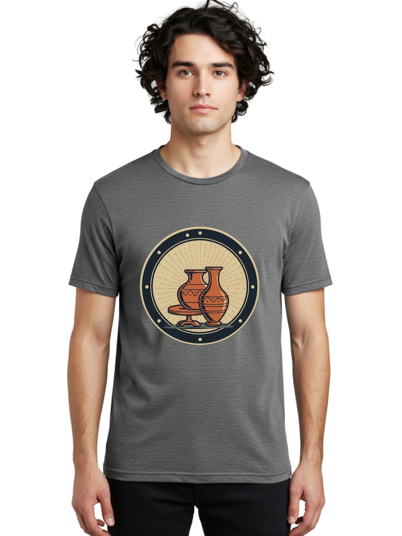 Clay-Pots Men'S Graphic Tee, 100% Cotton, Comfortable Casual Summer Wear, Machine Washable, Clay Pots, Ancient Pottery, Vintage Ceramics, Decorative Vases, Earthy Tones, Traditional Craftsmanship, Cultural Heritage, Artistic Expression, Baa329 16